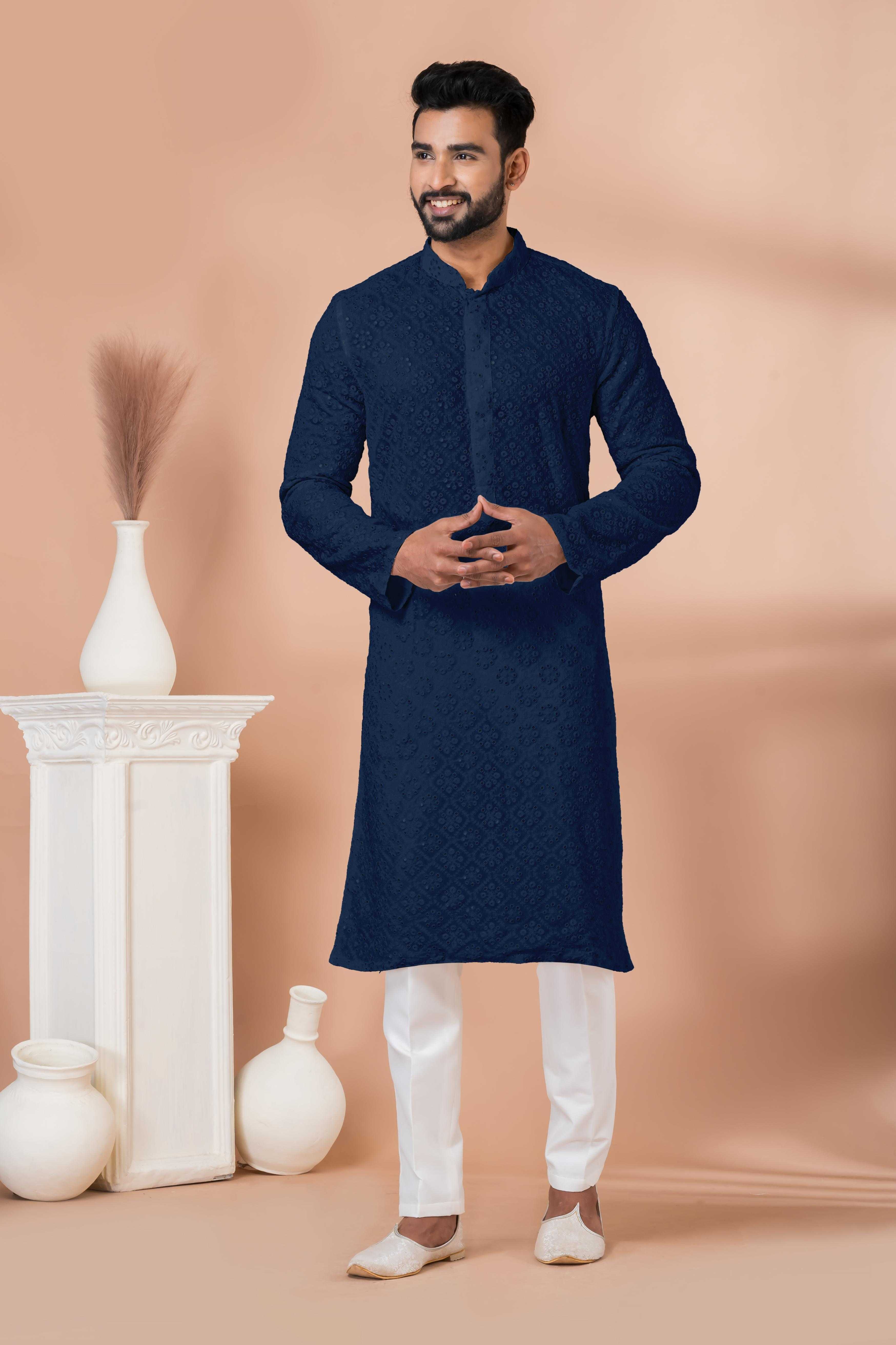 Ynf Georgette RIN223 3308 N Mens Wear Wholesale Mens Kurtas Mens Kurta Pyjama Men Wedding kurta Manufacturer