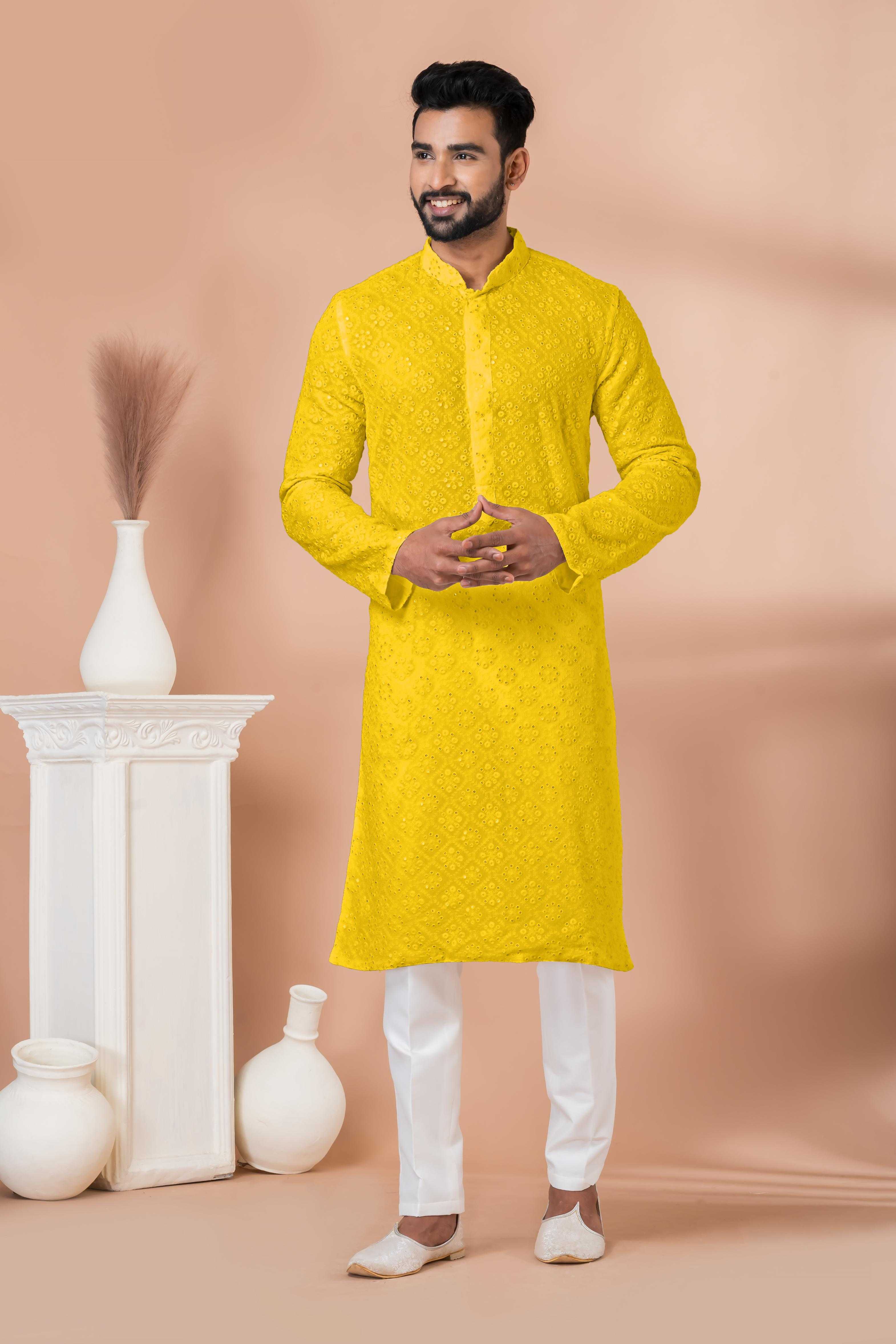 Ynf Georgette RIN223 3308 Y Mens Wear Wholesale Mens Kurtas Mens Kurta Pyjama Men Wedding kurta Manufacturer