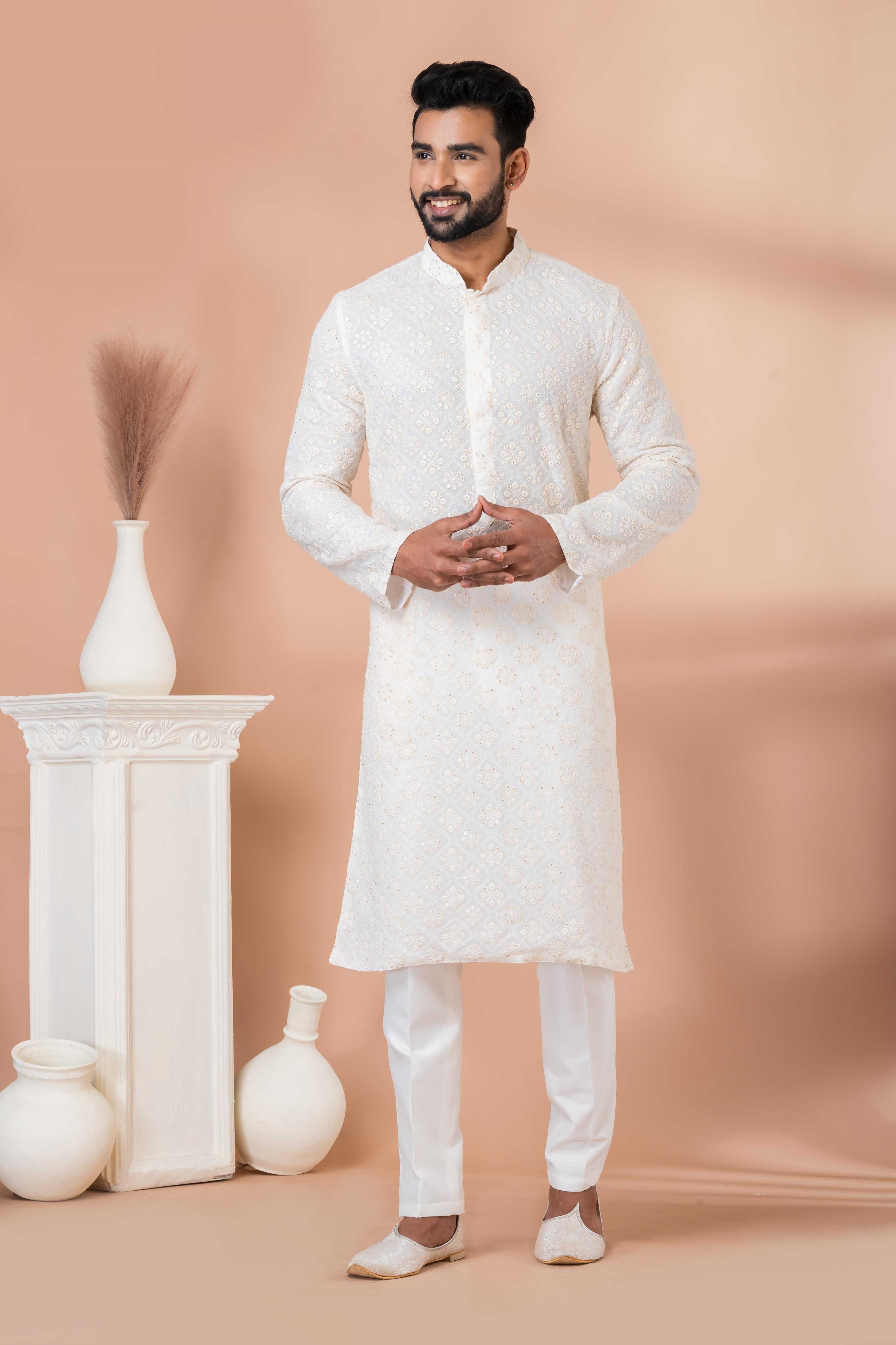 Ynf Georgette RIN223 3308A Mens Wear Festive Collections Wholesale Mens Kurtas Mens Kurta Pyjama Onam Collections Manufacturer