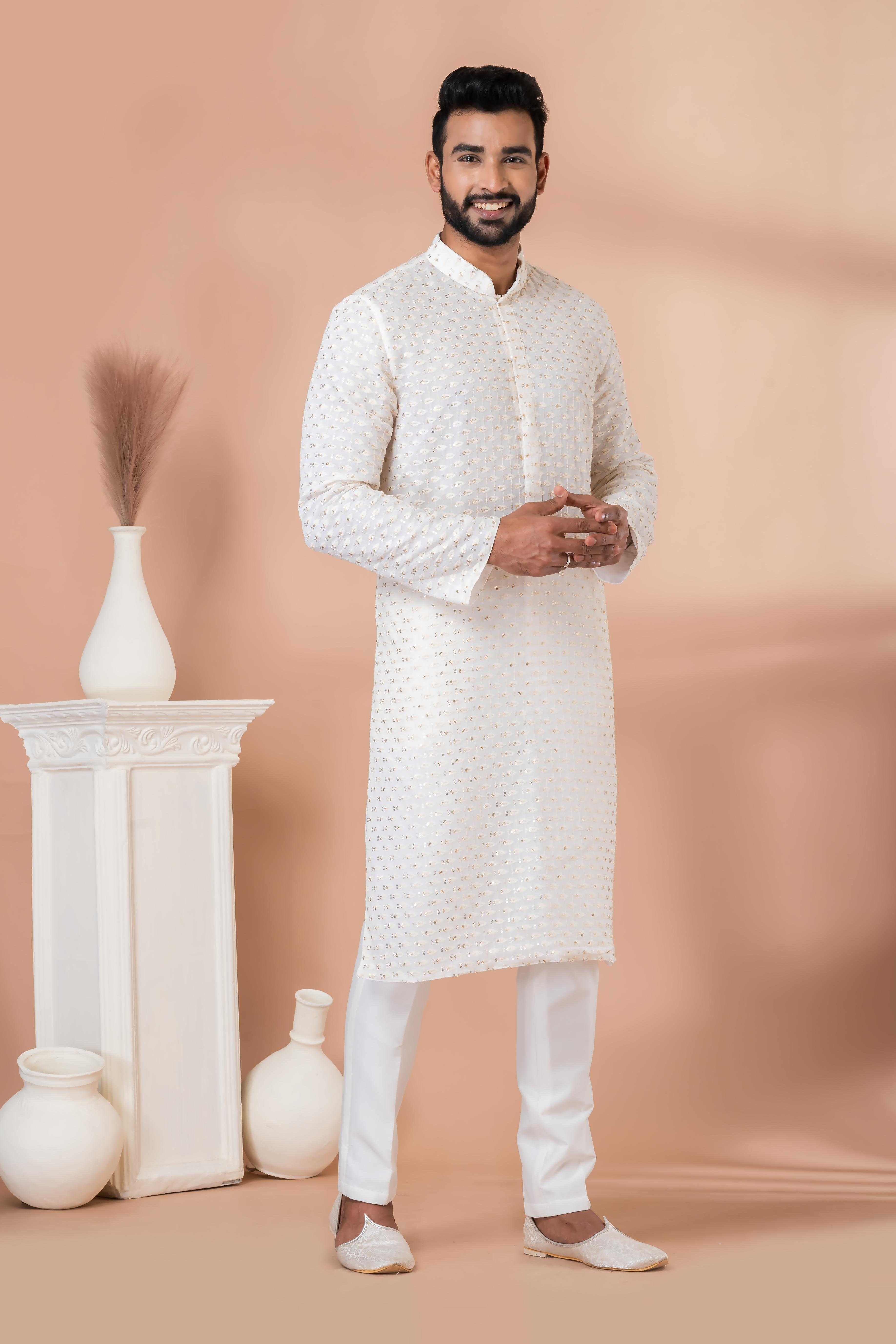 Ynf Georgette RIN223 3310B Mens Wear Festive Collections Wholesale Mens Kurtas Mens Kurta Pyjama Onam Collections Manufacturer