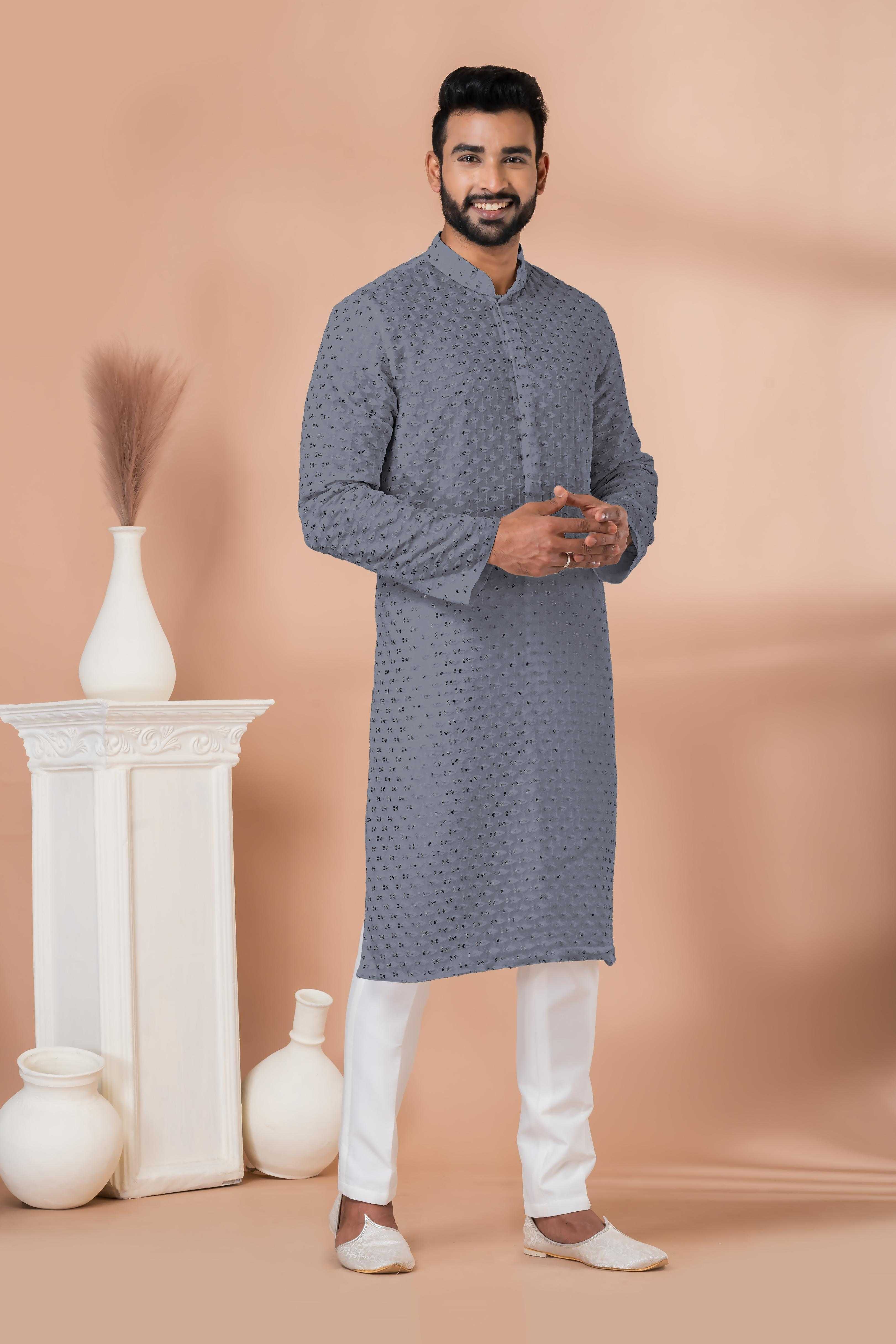 Ynf Georgette RIN223 3310G-B Mens Wear Wholesale Mens Kurtas Mens Kurta Pyjama Men Wedding kurta Manufacturer