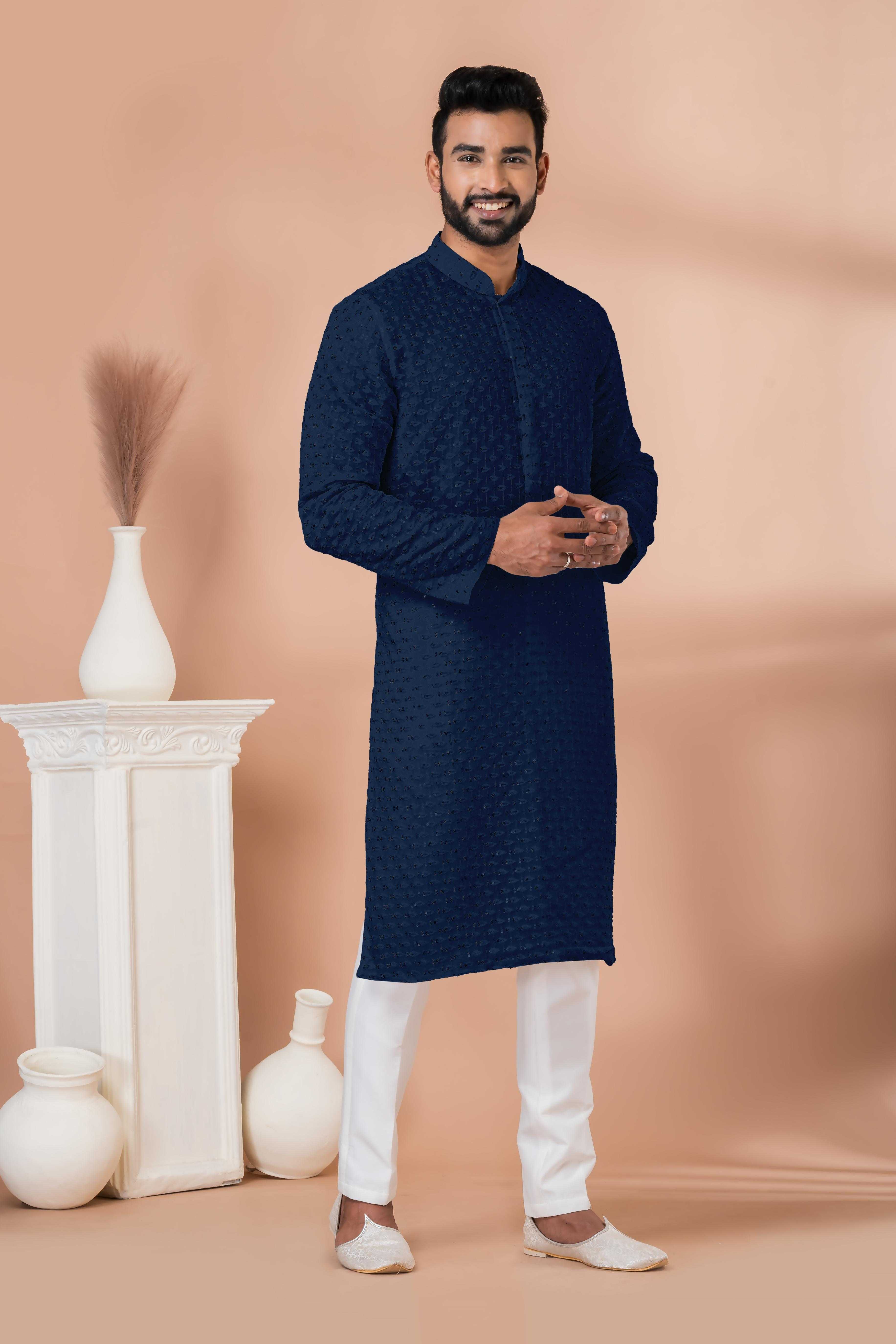 Ynf Georgette RIN223 3310N-A Mens Wear Wholesale Mens Kurtas Mens Kurta Pyjama Men Wedding kurta Manufacturer