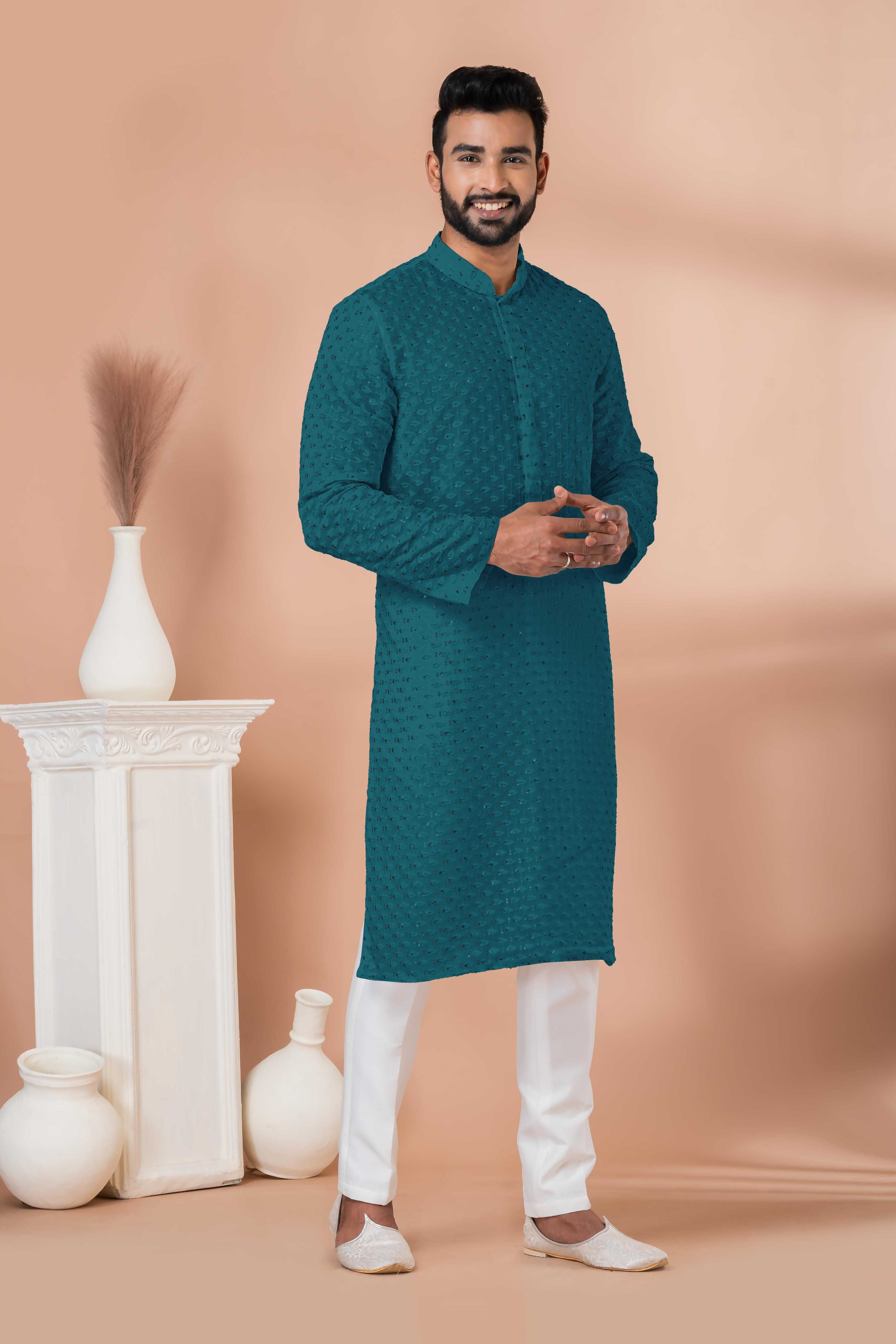 Ynf Georgette RIN223 3310T-A Mens Wear Wholesale Mens Kurtas Mens Kurta Pyjama Men Wedding kurta Manufacturer