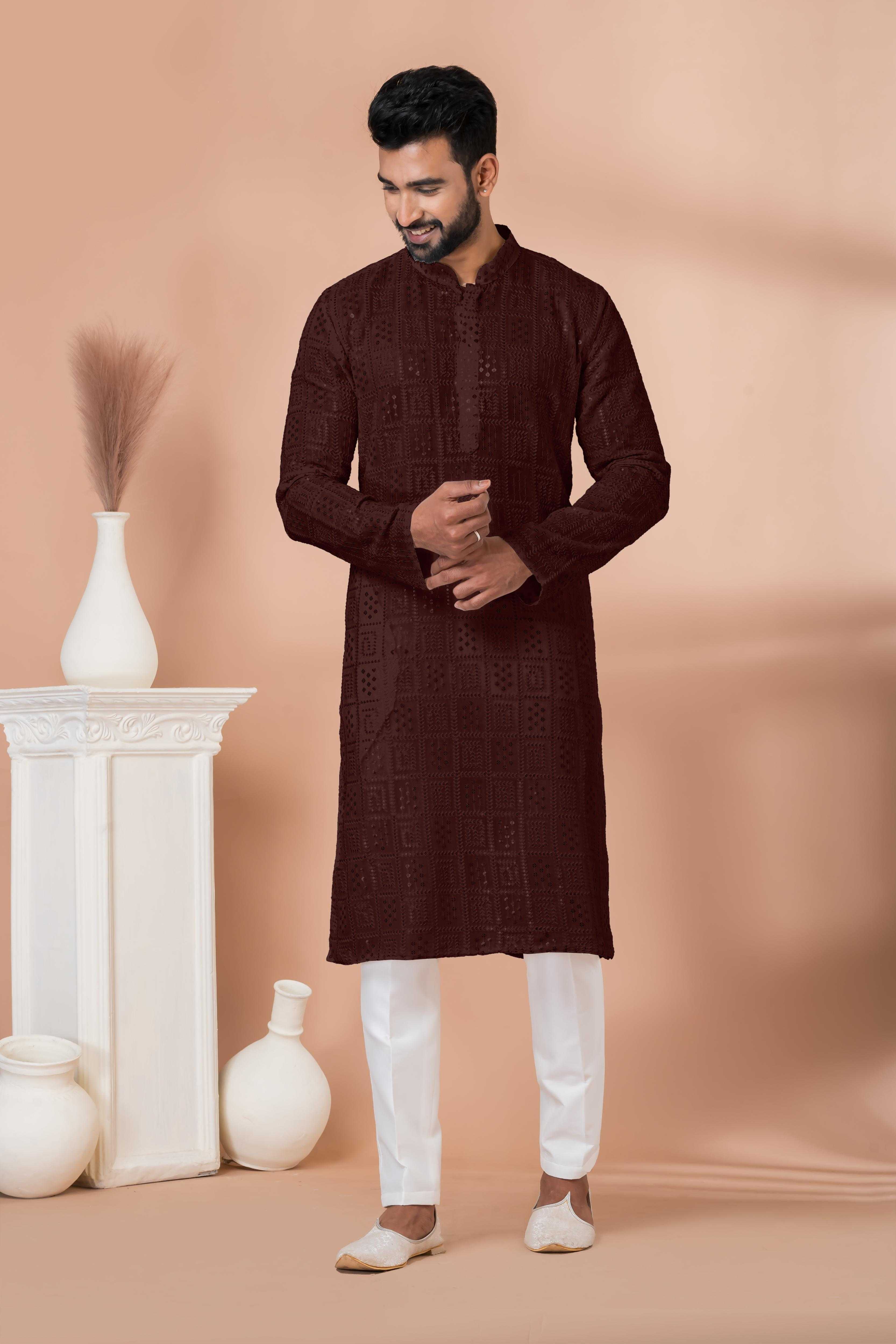 Ynf Georgette RIN223 3311C-A Mens Wear Wholesale Mens Kurtas Mens Kurta Pyjama Men Wedding kurta Manufacturer