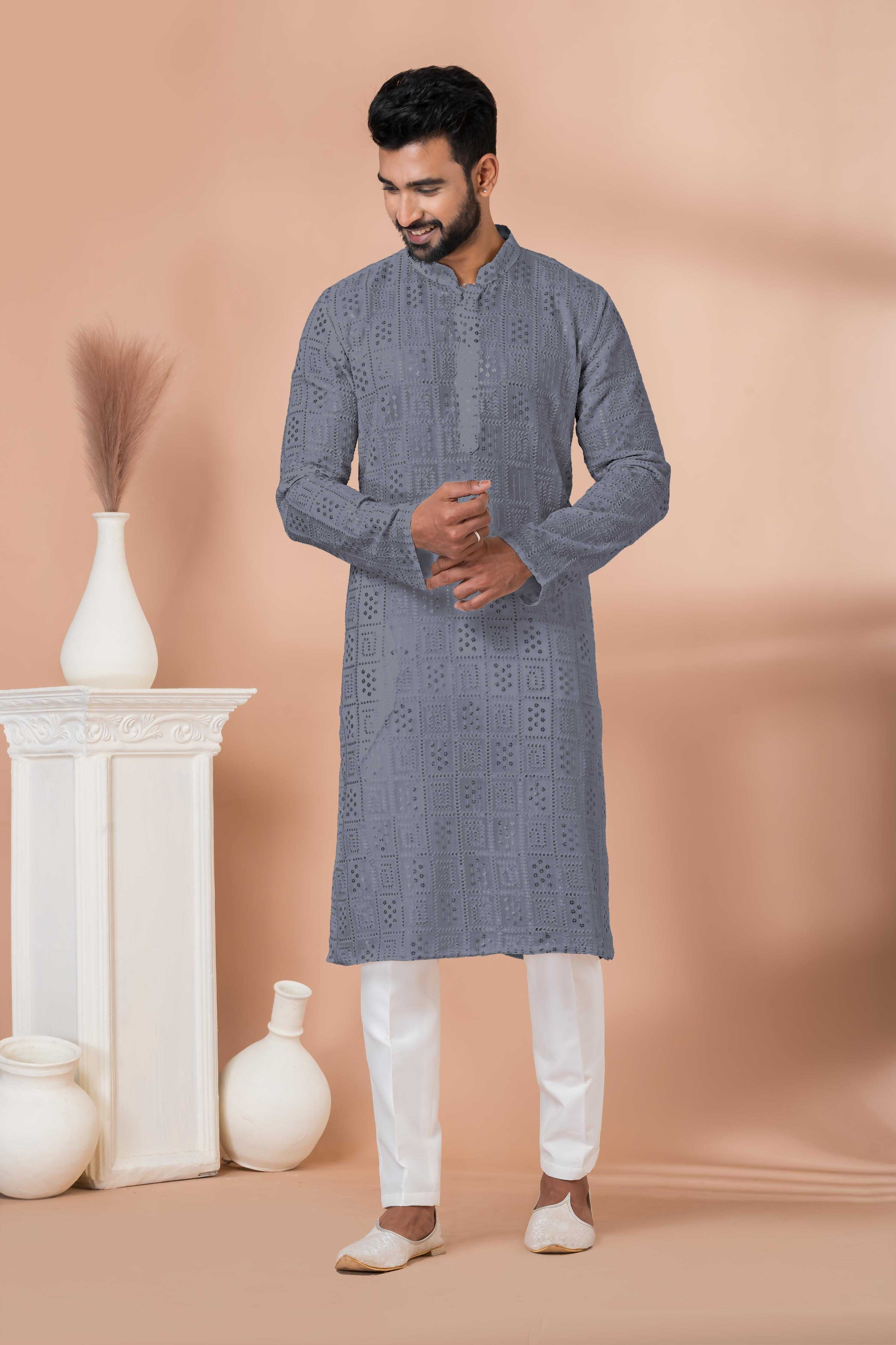 Ynf Georgette RIN223 3311G-A Mens Wear Wholesale Mens Kurtas Mens Kurta Pyjama Men Wedding kurta Manufacturer