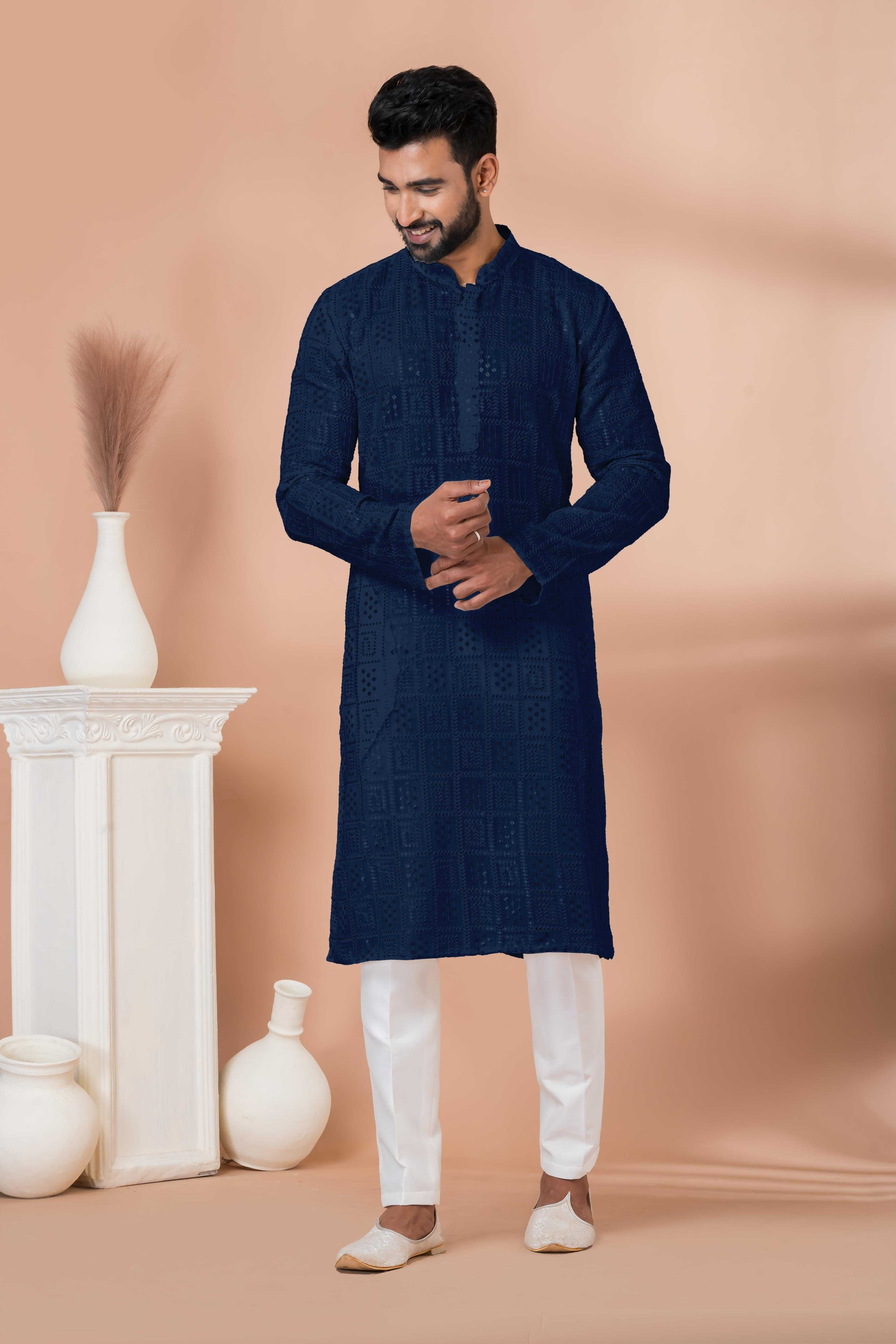 Ynf Georgette RIN223 3311N-A Mens Wear Wholesale Mens Kurtas Mens Kurta Pyjama Men Wedding kurta Manufacturer