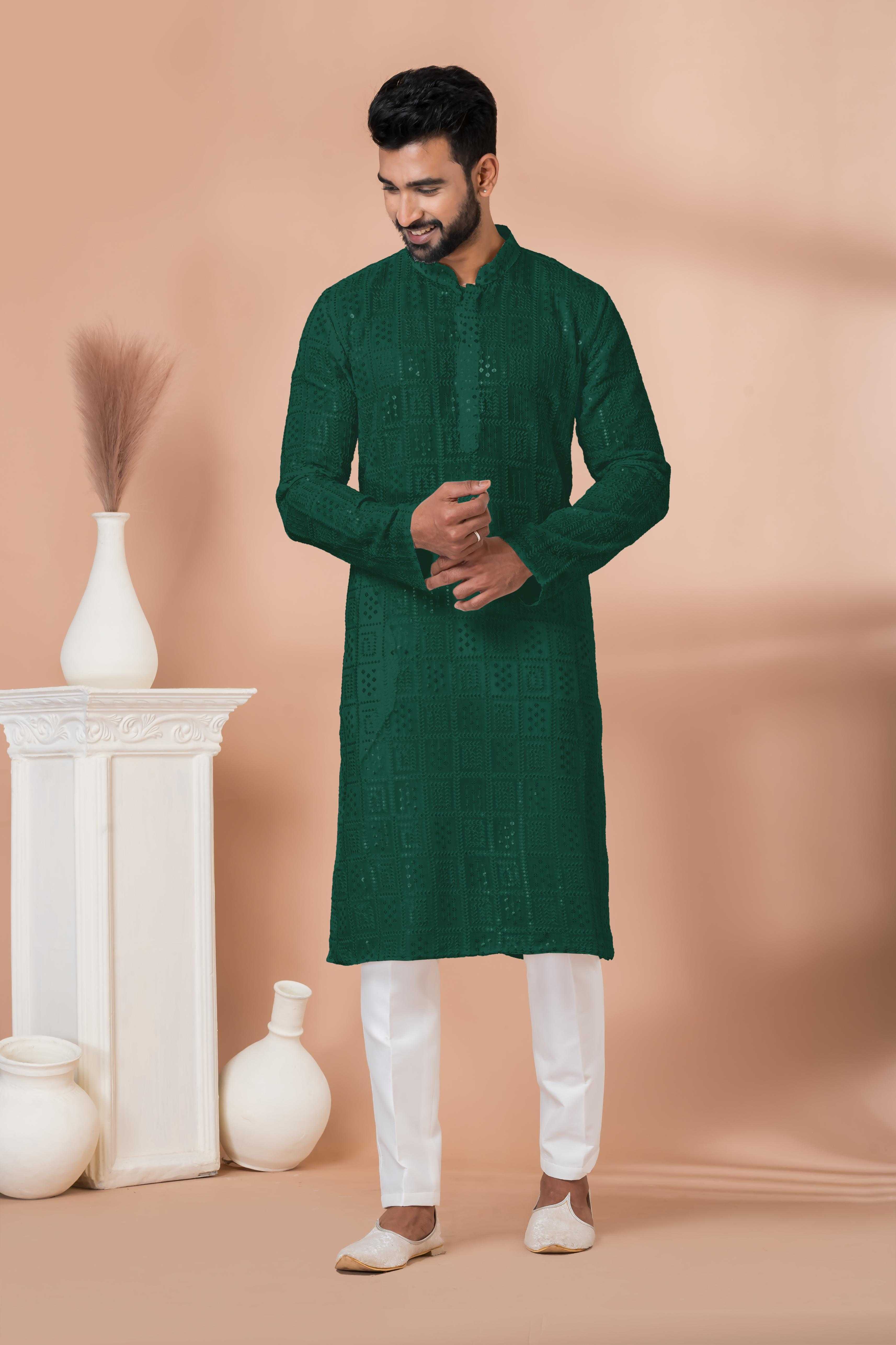 Ynf Georgette RIN223 3311R-A Mens Wear Wholesale Mens Kurtas Mens Kurta Pyjama Men Wedding kurta Manufacturer