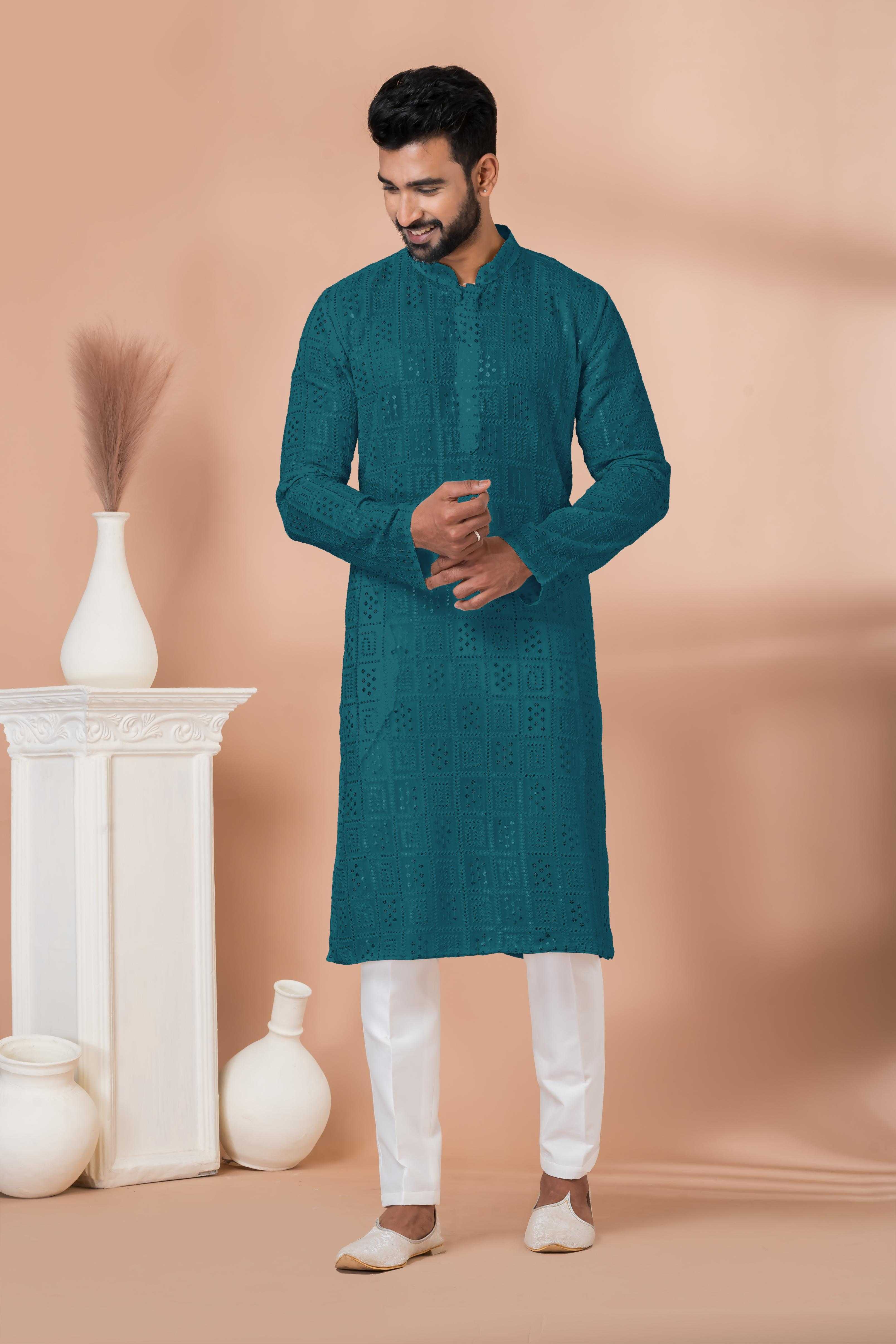 Ynf Georgette RIN223 3311T-A Mens Wear Wholesale Mens Kurtas Mens Kurta Pyjama Men Wedding kurta Manufacturer