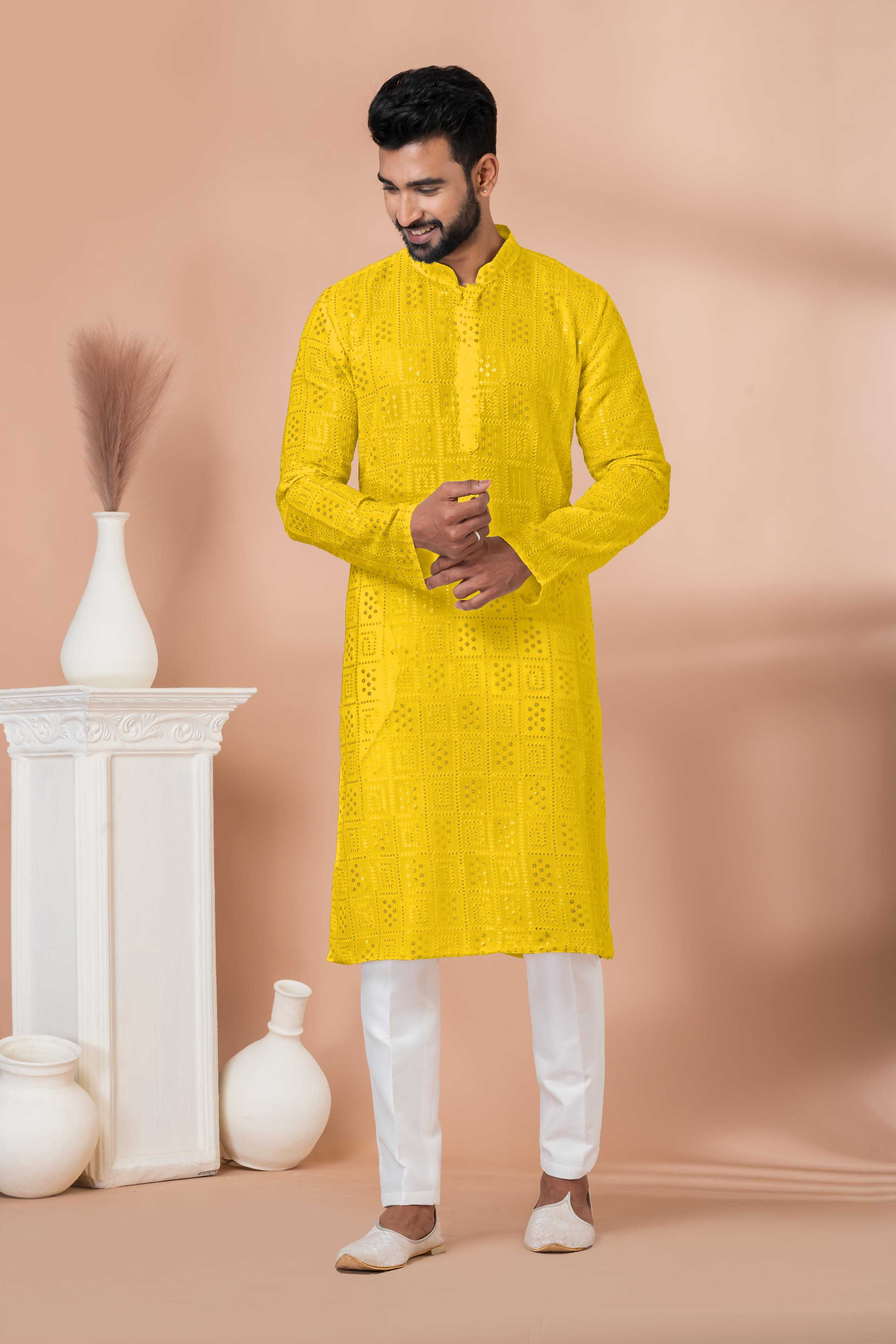 Ynf Georgette RIN223 3311Y-B Mens Wear Wholesale Mens Kurtas Mens Kurta Pyjama Men Wedding kurta Manufacturer