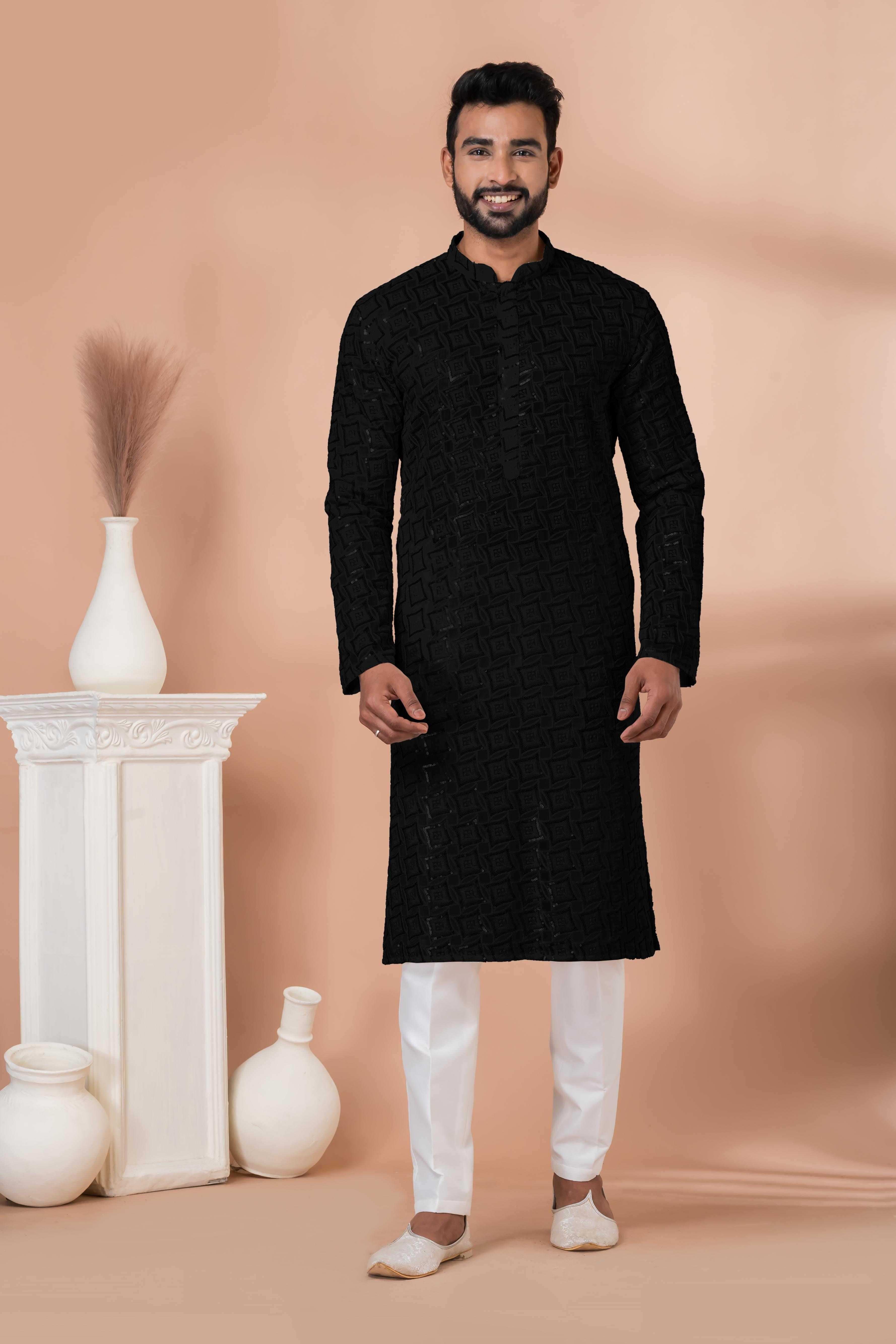 Ynf Georgette RIN223 3312B-A Mens Wear Wholesale Mens Kurtas Mens Kurta Pyjama Men Wedding kurta Manufacturer
