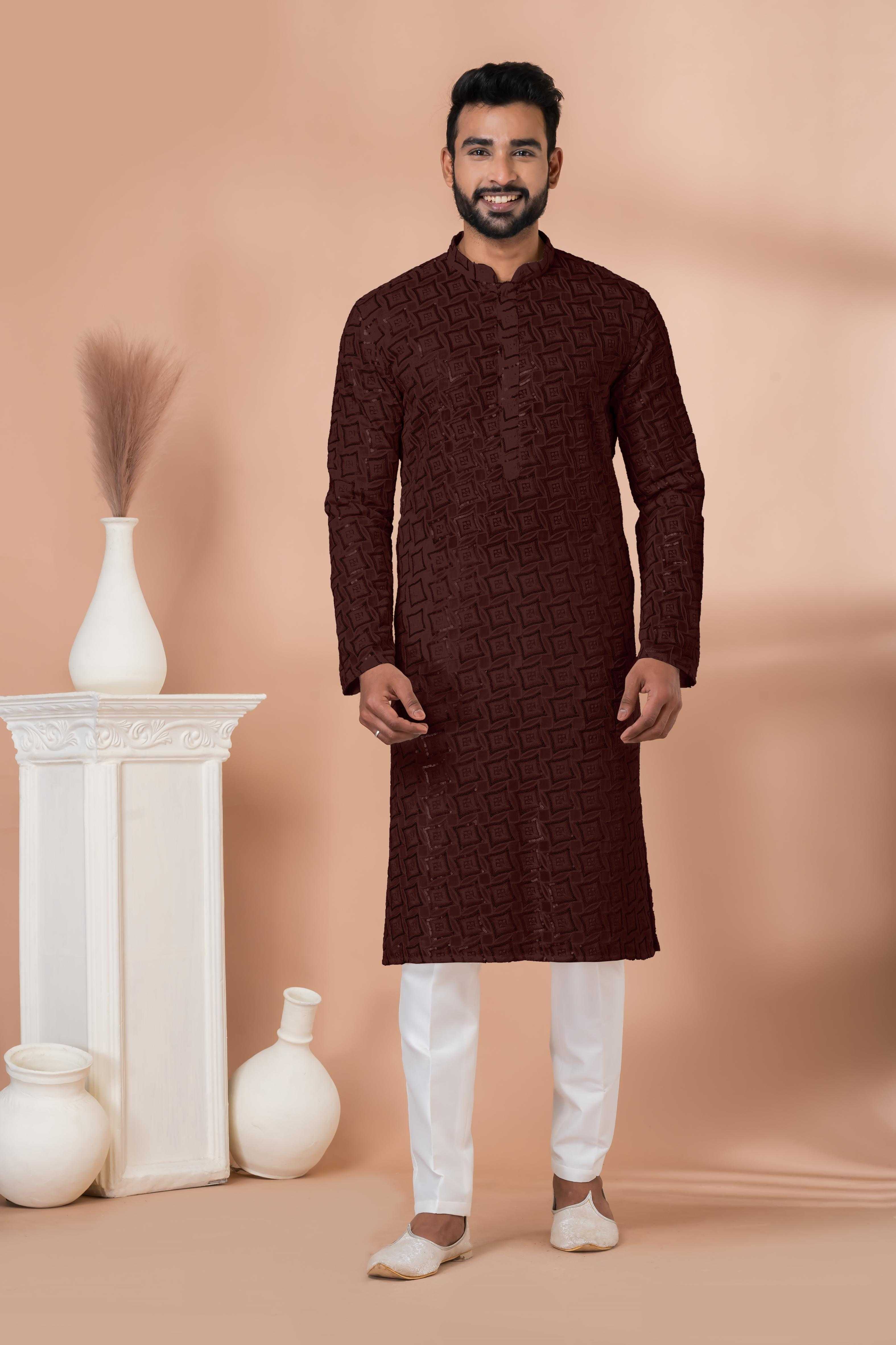 Ynf Georgette RIN223 3312C-A Mens Wear Wholesale Mens Kurtas Mens Kurta Pyjama Men Wedding kurta Manufacturer