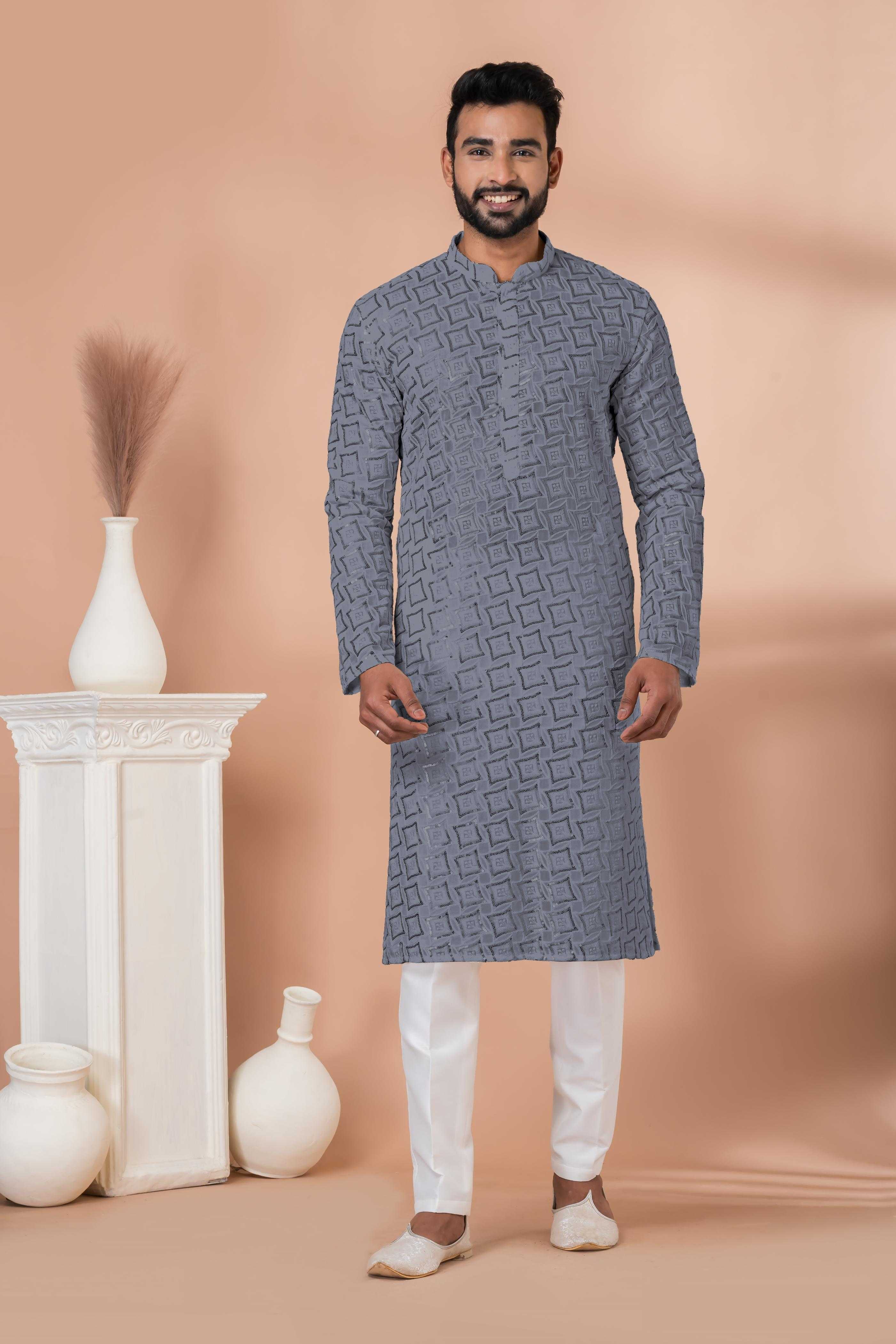 Ynf Georgette RIN223 3312G-A Mens Wear Wholesale Mens Kurtas Mens Kurta Pyjama Men Wedding kurta Manufacturer
