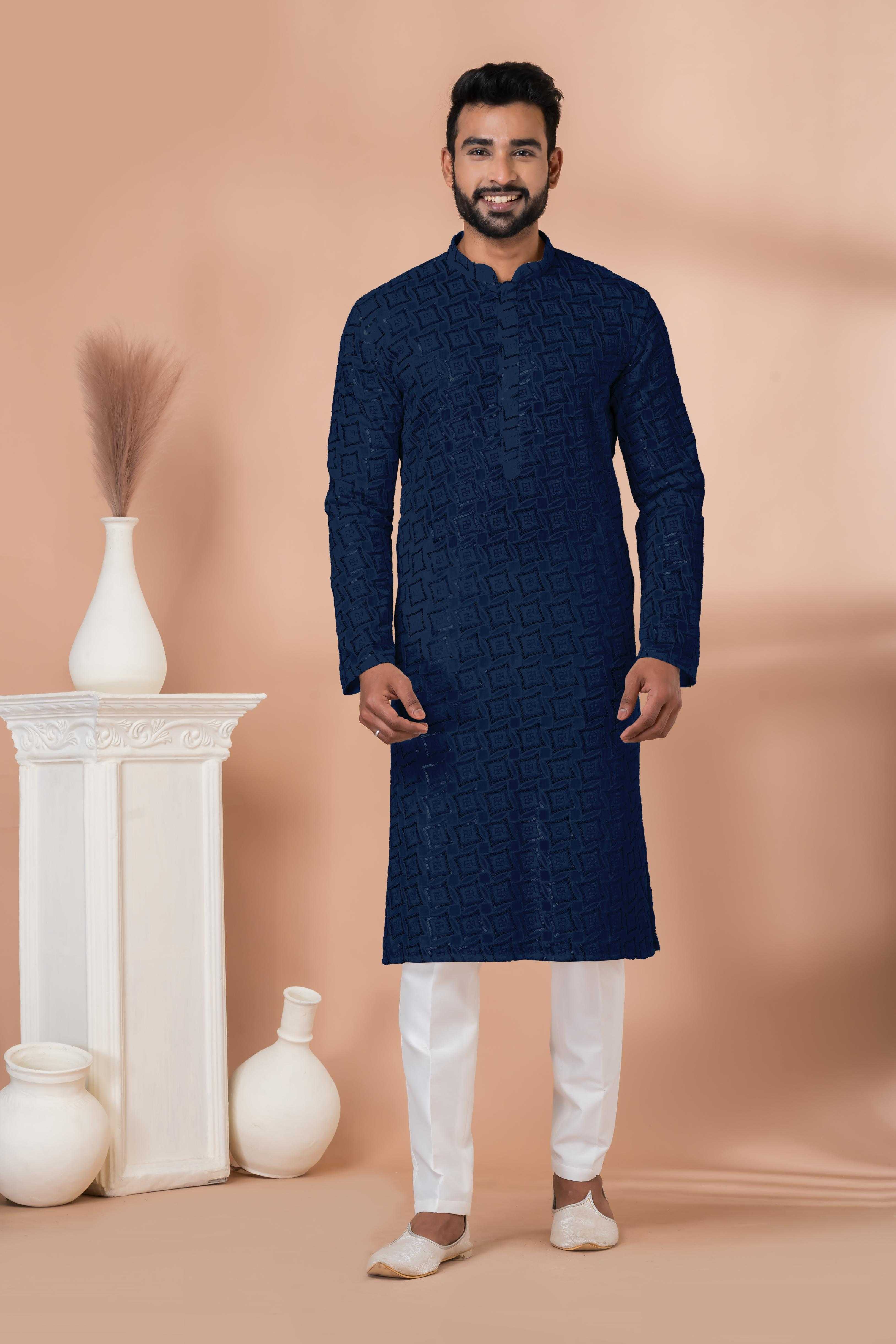 Ynf Georgette RIN223 3312N-B Mens Wear Wholesale Mens Kurtas Mens Kurta Pyjama Men Wedding kurta Manufacturer