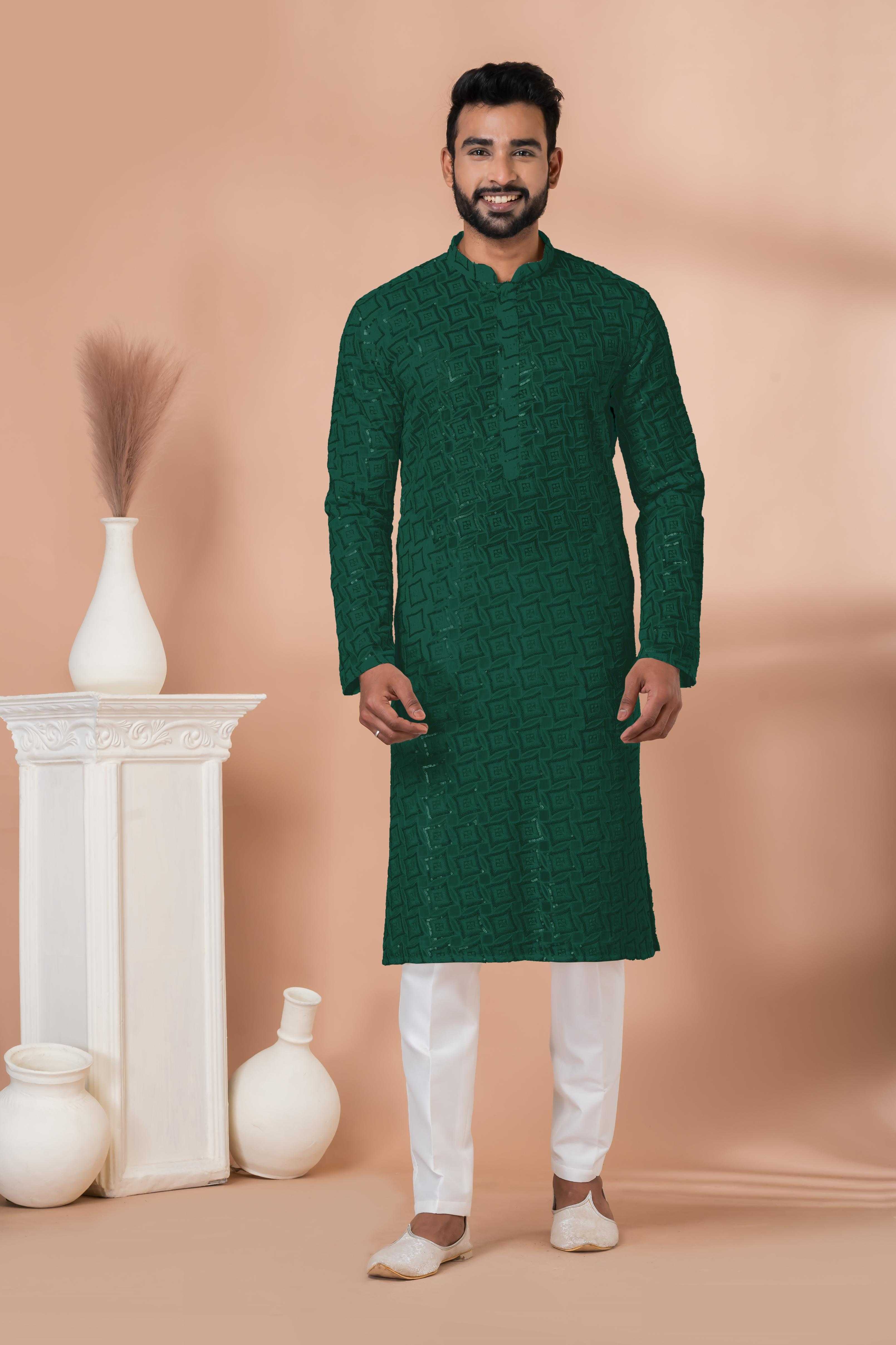 Ynf Georgette RIN223 3312R-B Mens Wear Wholesale Mens Kurtas Mens Kurta Pyjama Men Wedding kurta Manufacturer