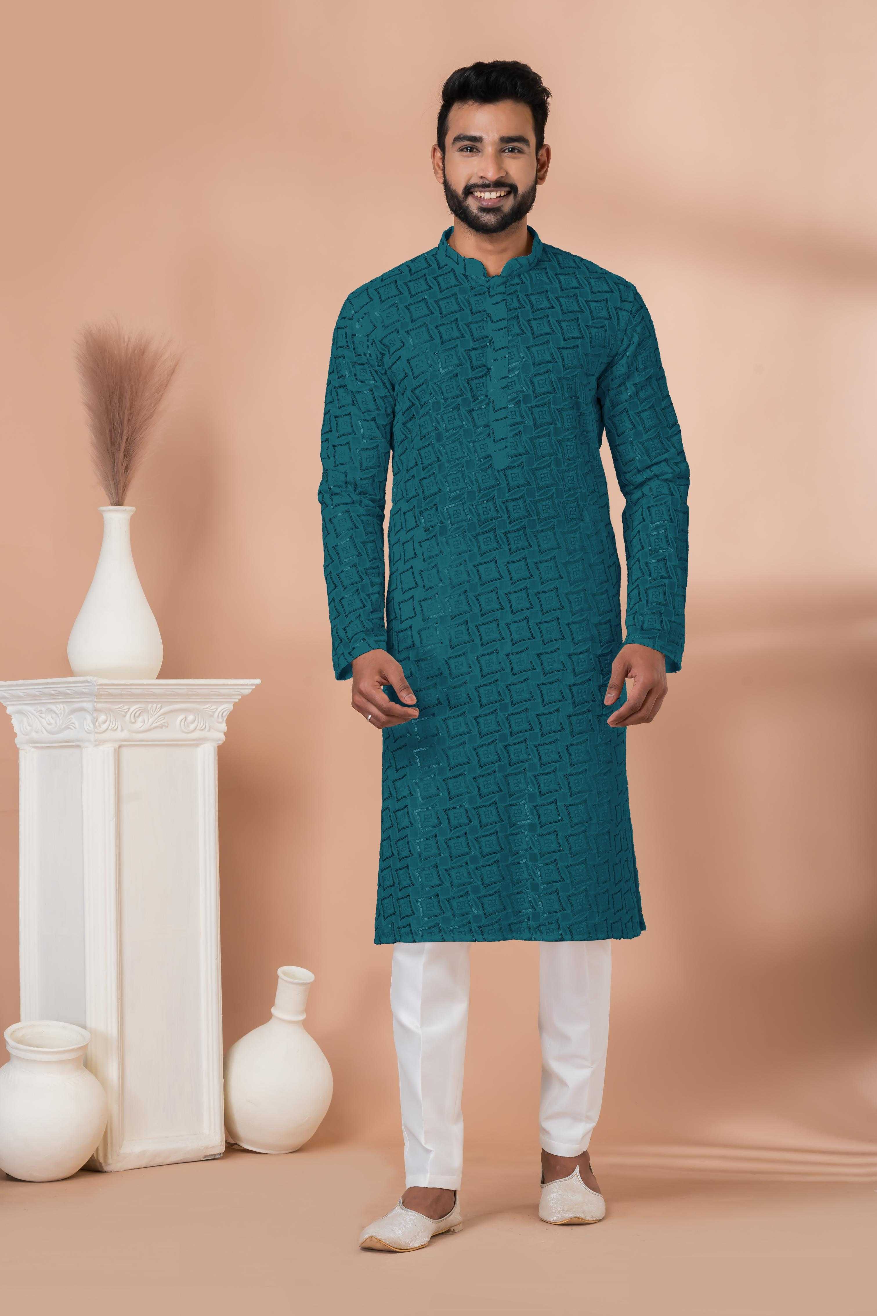 Ynf Georgette RIN223 3312T-A Mens Wear Wholesale Mens Kurtas Mens Kurta Pyjama Men Wedding kurta Manufacturer