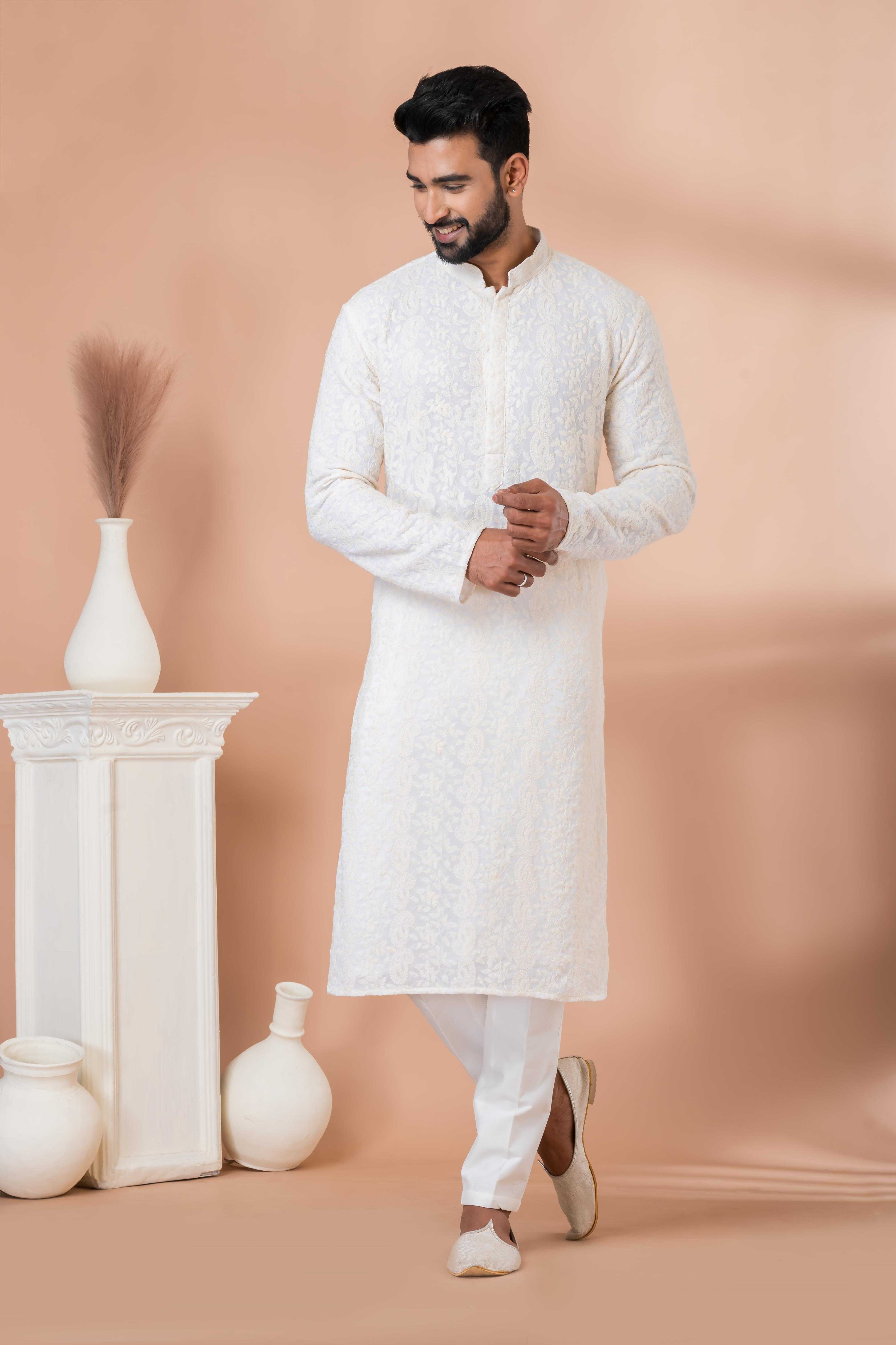 Ynf Georgette RIN223 3313A Mens Wear Festive Collections Wholesale Mens Kurtas Mens Kurta Pyjama Onam Collections Manufacturer