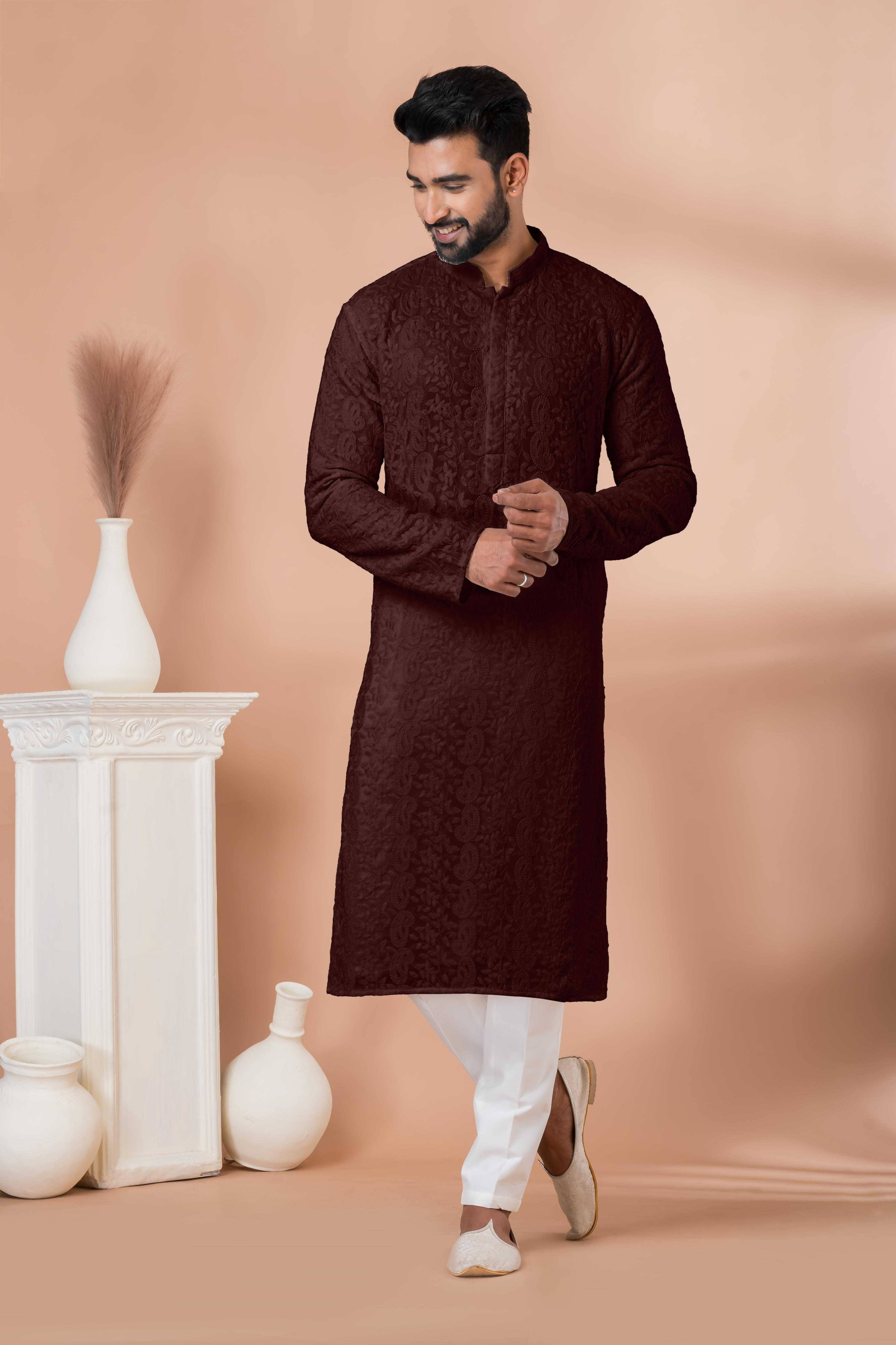 Ynf Georgette RIN223 3313C-B Mens Wear Wholesale Mens Kurtas Mens Kurta Pyjama Men Wedding kurta Manufacturer