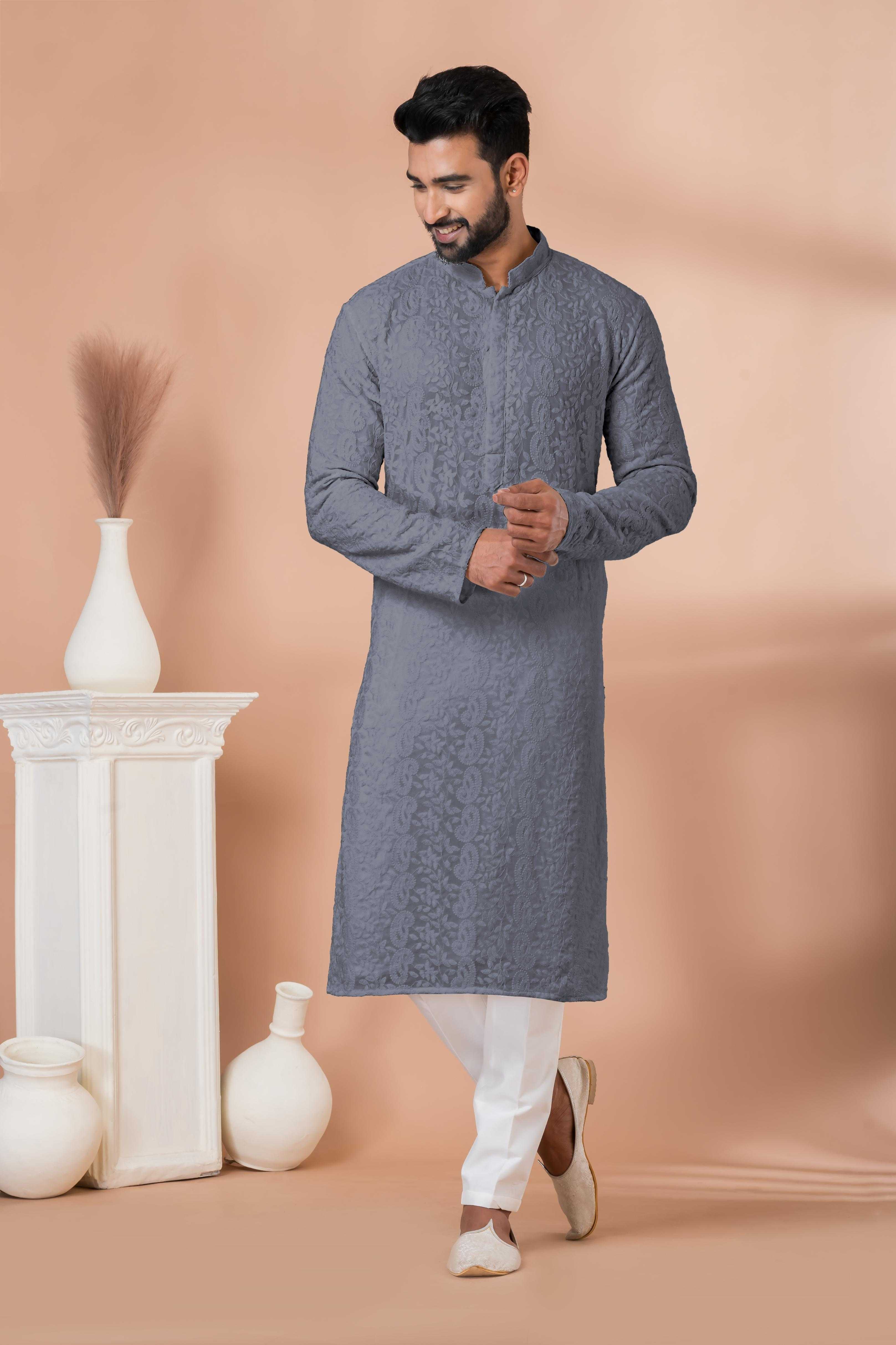 Ynf Georgette RIN223 3313G-B Mens Wear Wholesale Mens Kurtas Mens Kurta Pyjama Men Wedding kurta Manufacturer