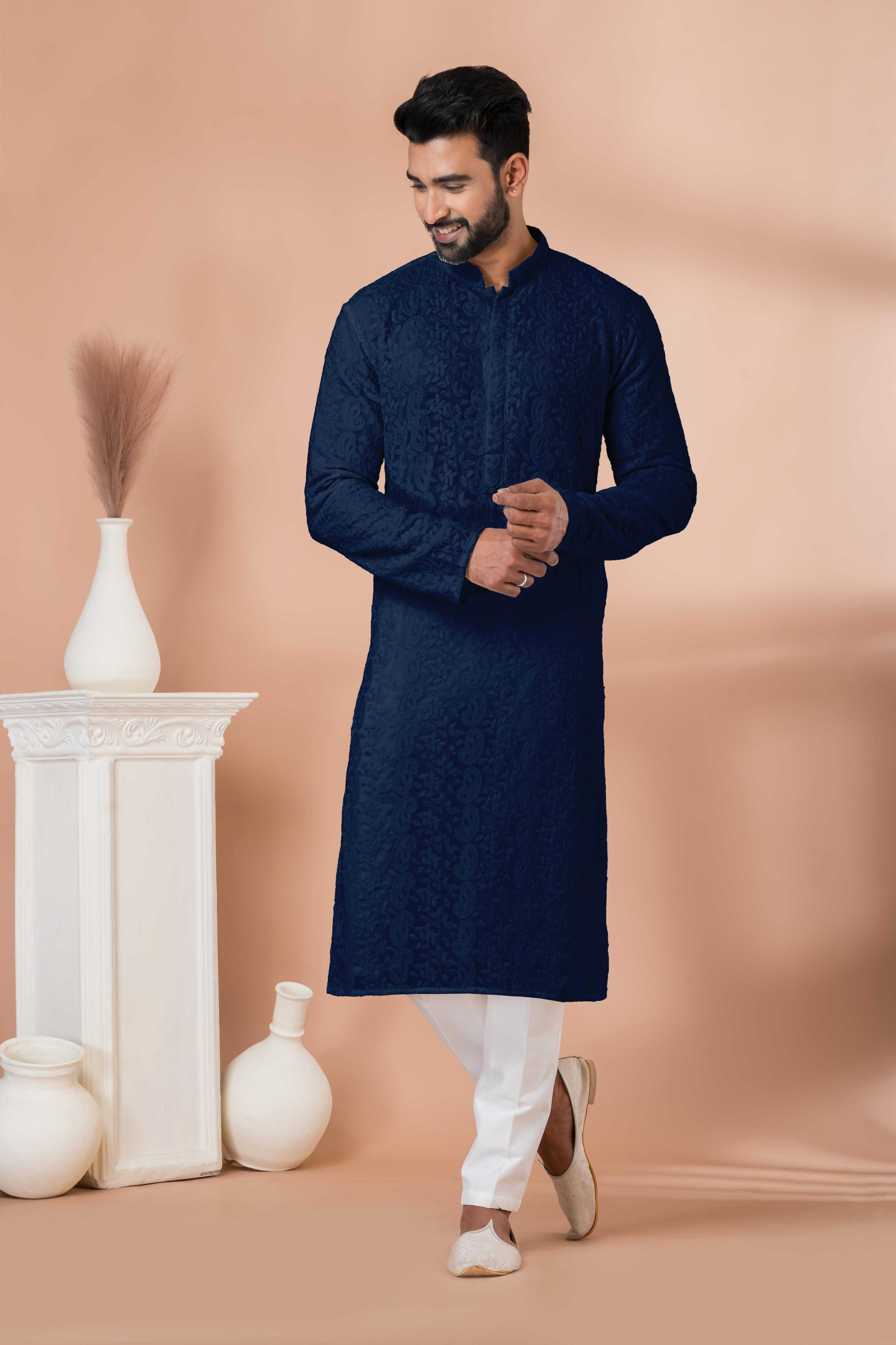 Ynf Georgette RIN223 3313N-A Mens Wear Wholesale Mens Kurtas Mens Kurta Pyjama Men Wedding kurta Manufacturer