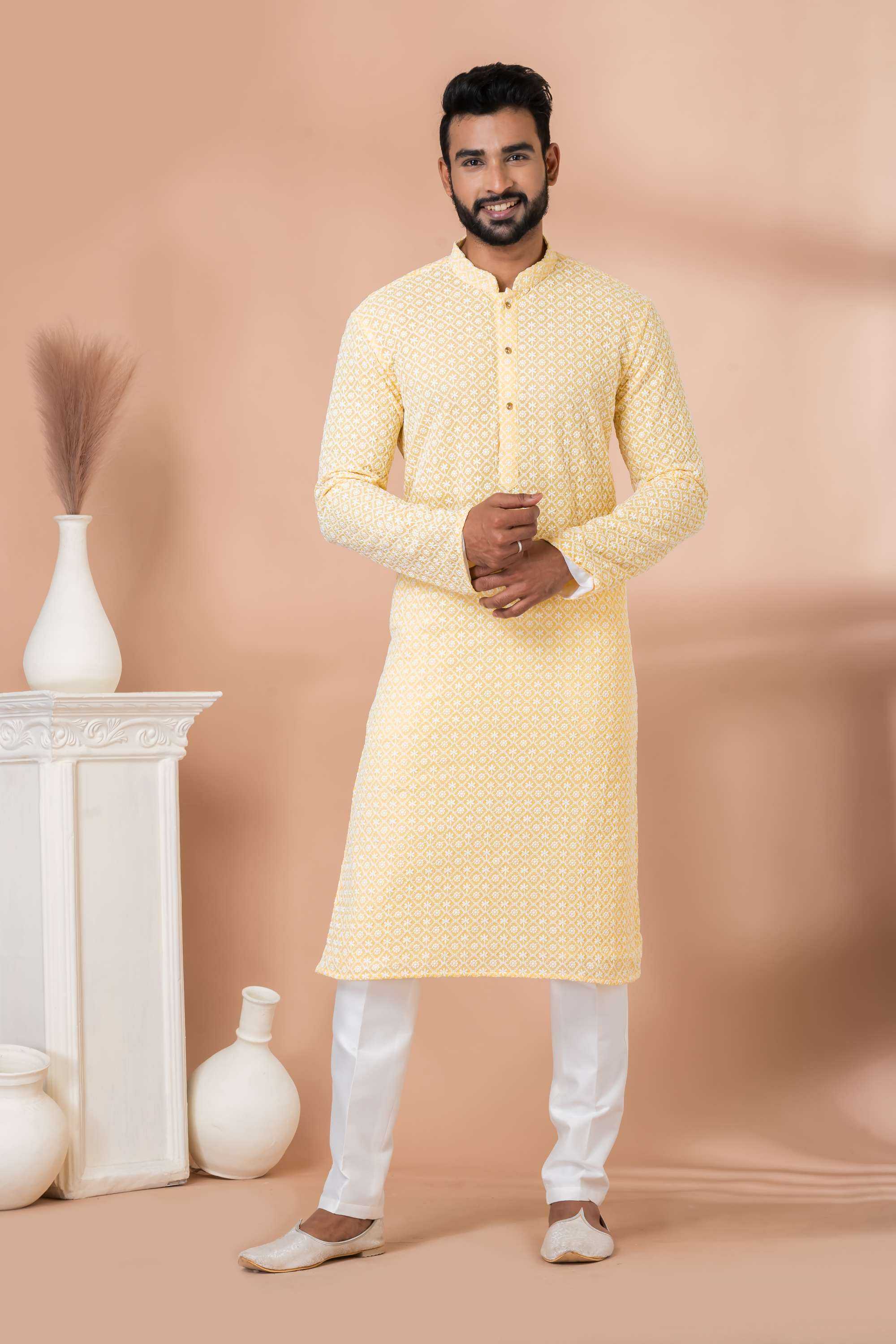 Ynf Georgette RIN223 3429A Mens Wear Wholesale Mens Kurtas Mens Kurta Pyjama Men Wedding kurta Manufacturer