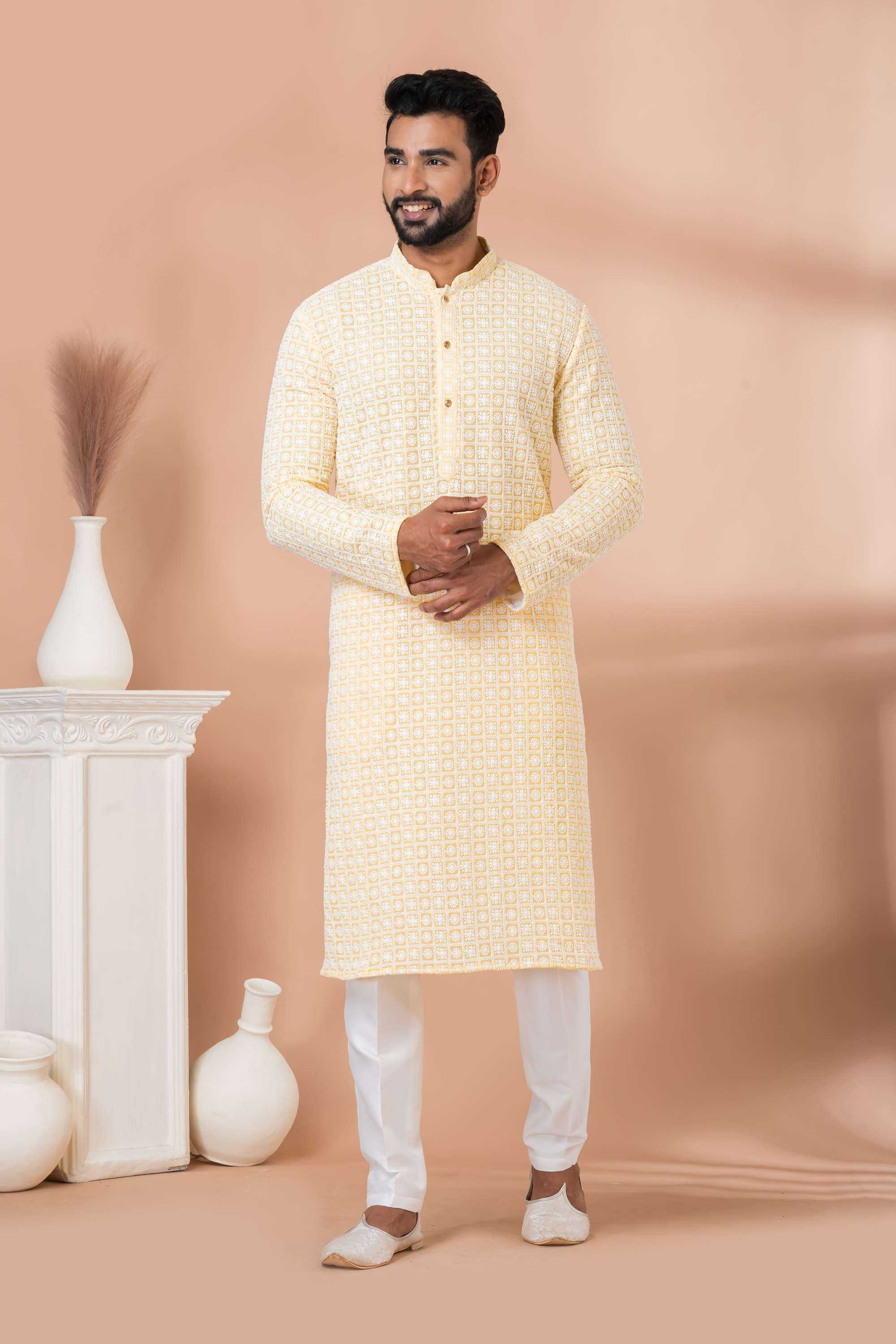 Ynf Georgette RIN223 3431A Mens Wear Wholesale Mens Kurtas Mens Kurta Pyjama Men Wedding kurta Manufacturer