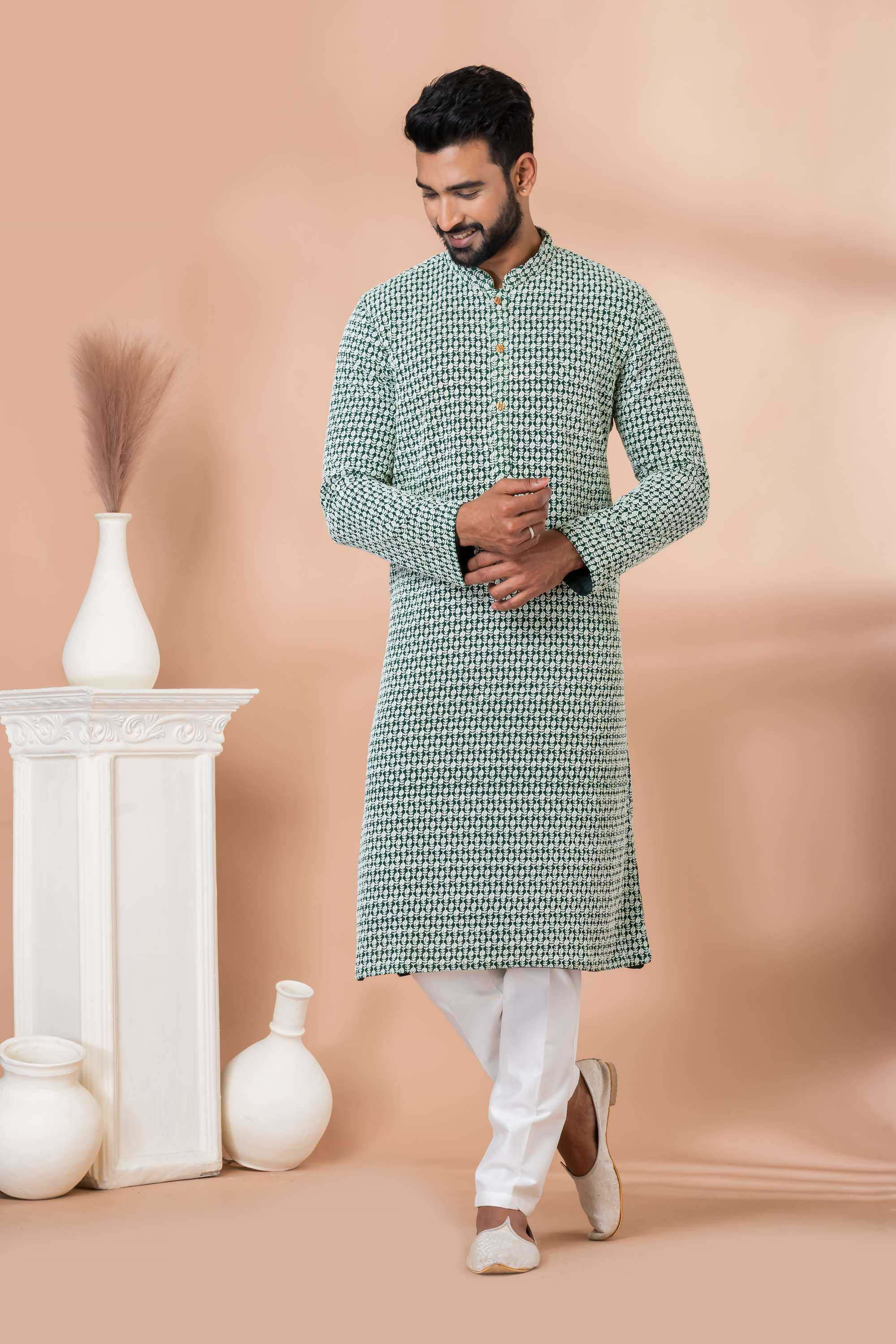 Ynf Georgette RIN223 3432A Mens Wear Wholesale Mens Kurtas Mens Kurta Pyjama Men Wedding kurta Manufacturer