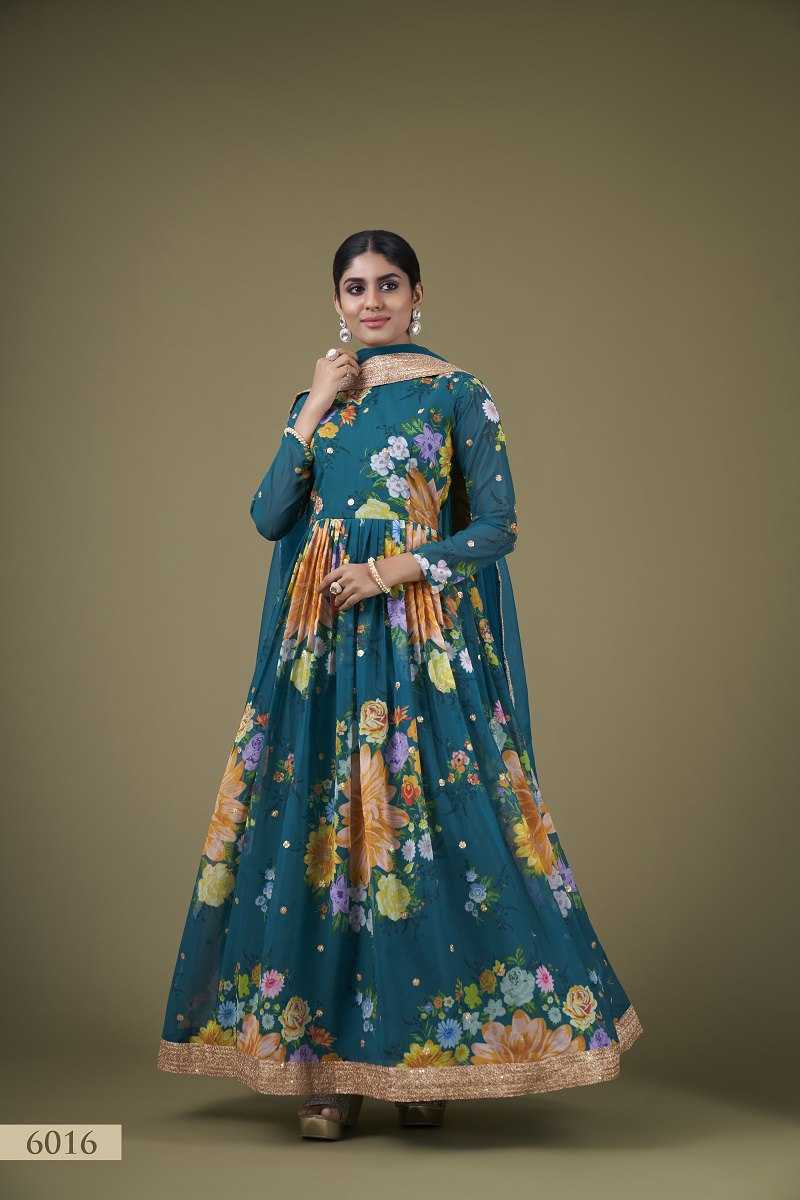 Ynf Georgette RIN227 6016 Gowns Wholesale Printed Gowns Anarkali Gown Floral Print Gowns Manufacturer