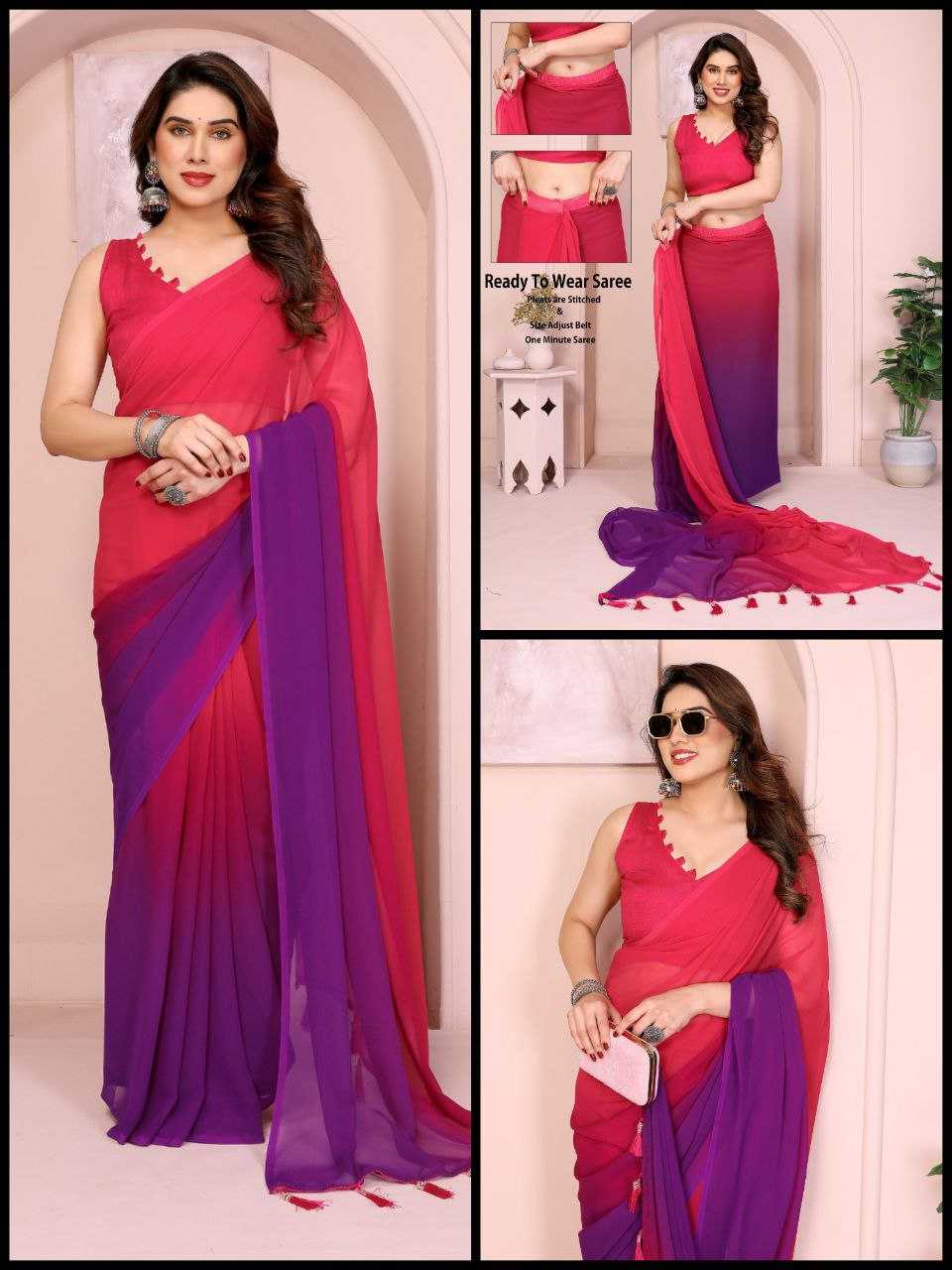 Ynf Georgette RIN231 R T W PADING Sarees Wholesale Ready To Wear Sarees Fancy Sarees Manufacturer