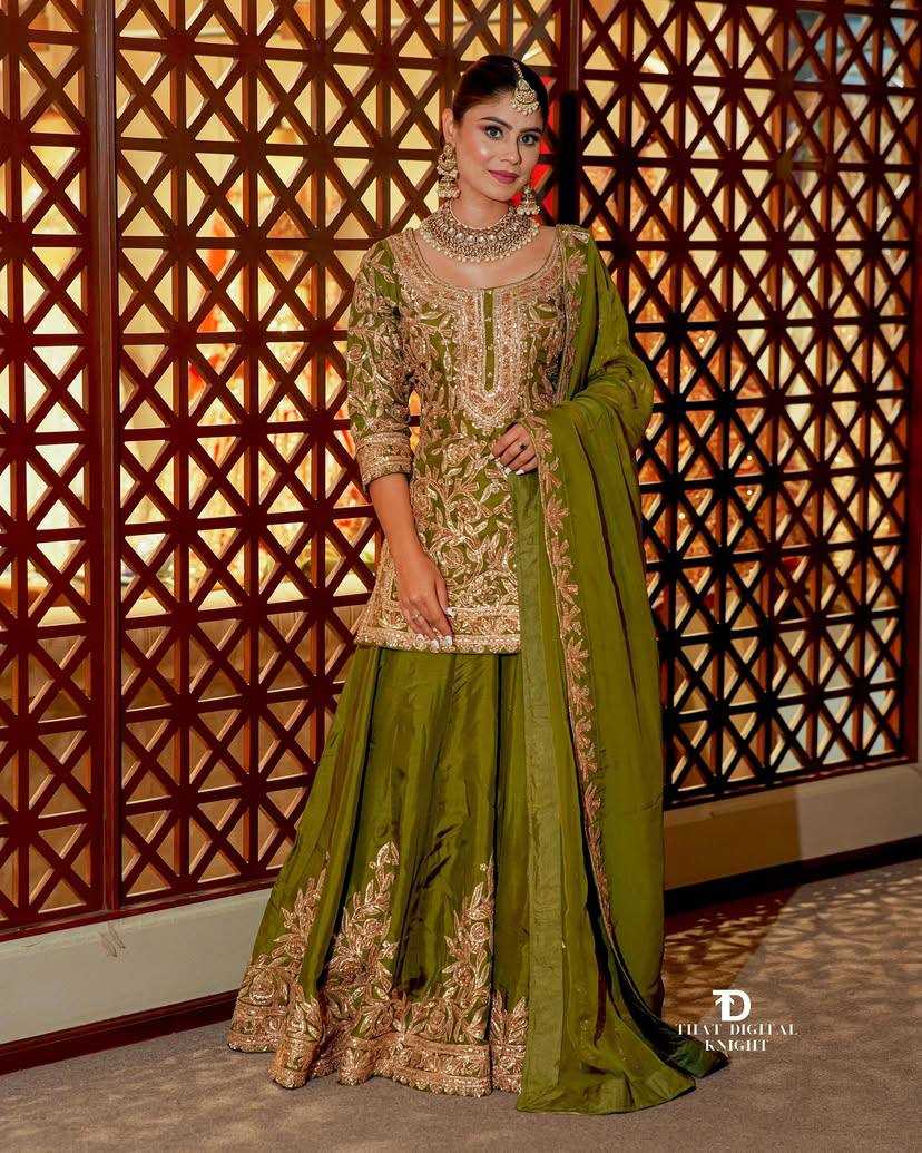 Ynf Heavy Chinnon Silk KESH158 10095 Suits & Dresses Wedding Collections Festive Collections Wholesale Sharara Salwar Suits Ladies Silk Suit Designer Suits Manufacturer