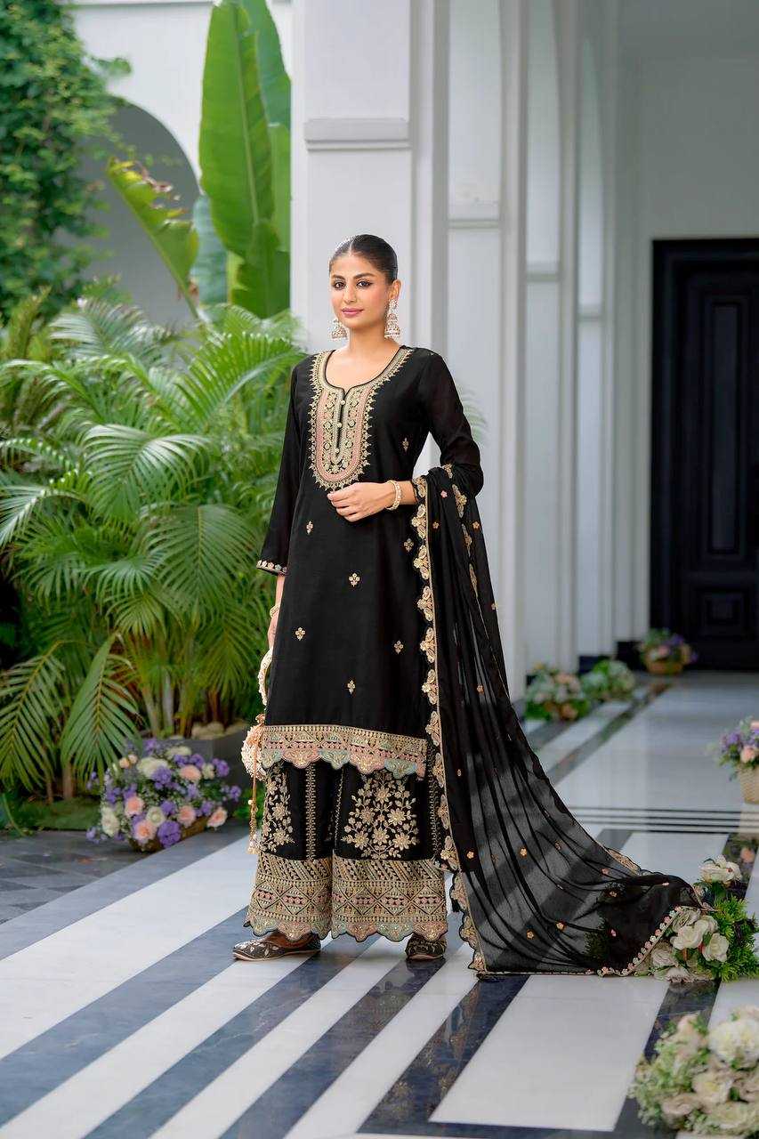Ynf Heavy Chinnon Silk KESH158 10099 Suits & Dresses Wedding Collections Festive Collections Wholesale Sharara Salwar Suits Embroidery Suits Ladies Silk Suit Manufacturer