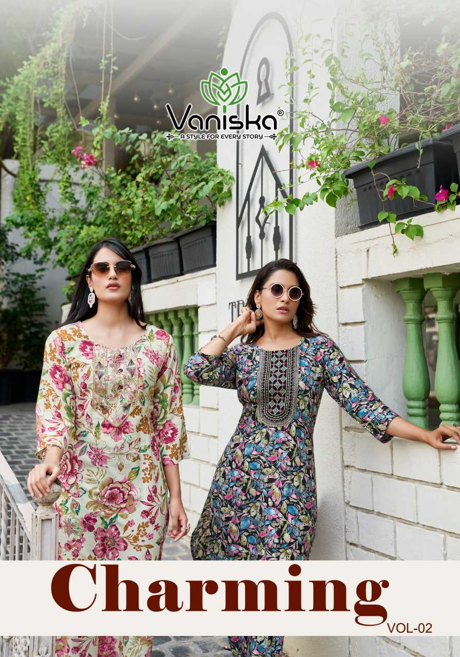 Ynf Heavy Rayon RIN190 VANISKA Charming Vol-2 Setwise Collections Wholesale Kurtis Catalogs Manufacturer