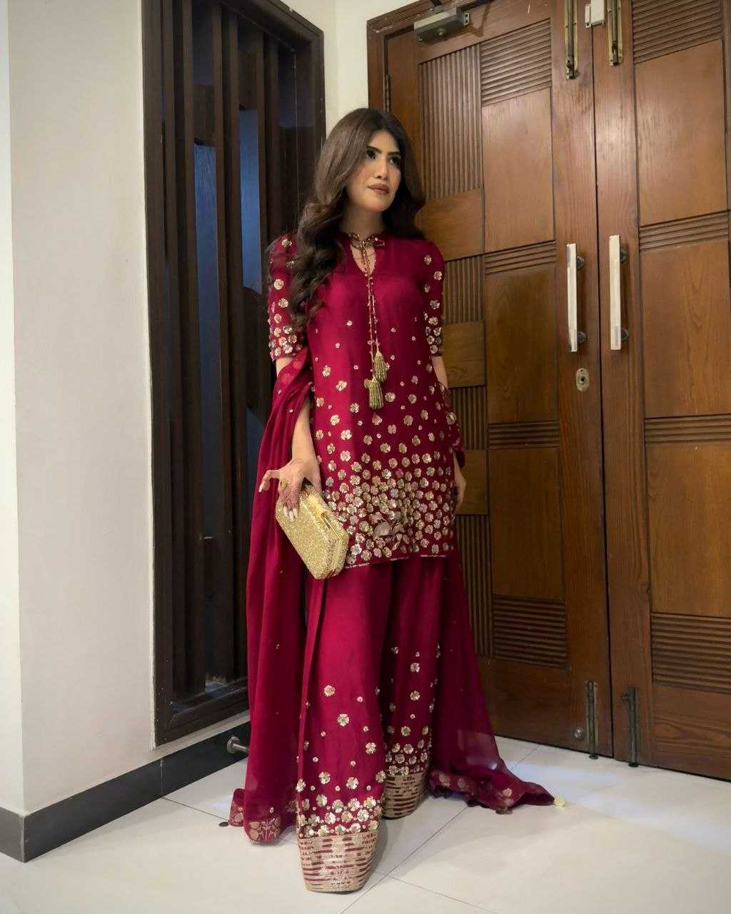 Ynf Heavy Roman Silk KESH158 6004 Suits & Dresses Wedding Collections Festive Collections Wholesale Palazzo Suit Ladies Silk Suit Wedding Outfits Manufacturer