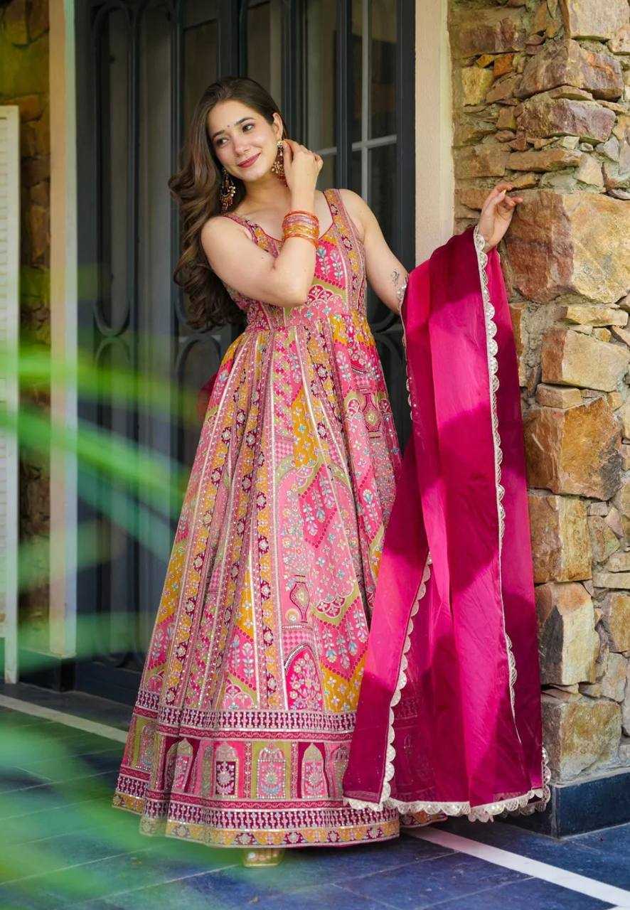 Ynf Japan Sartin KESH499 424 Gowns Wedding Collections Festive Collections Wholesale Printed Gowns Party Wear Gowns Designer Gowns Manufacturer