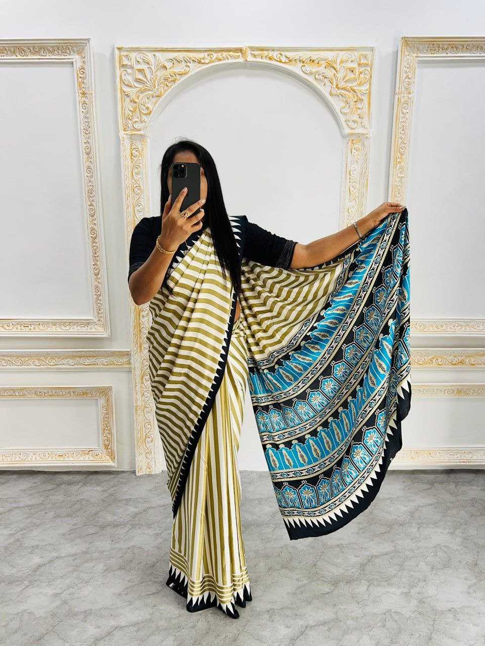 Ynf Japan Sartin RIN207 2245 Sarees Wholesale Fancy Sarees Printed Sarees Cotton Linen Sarees Manufacturer