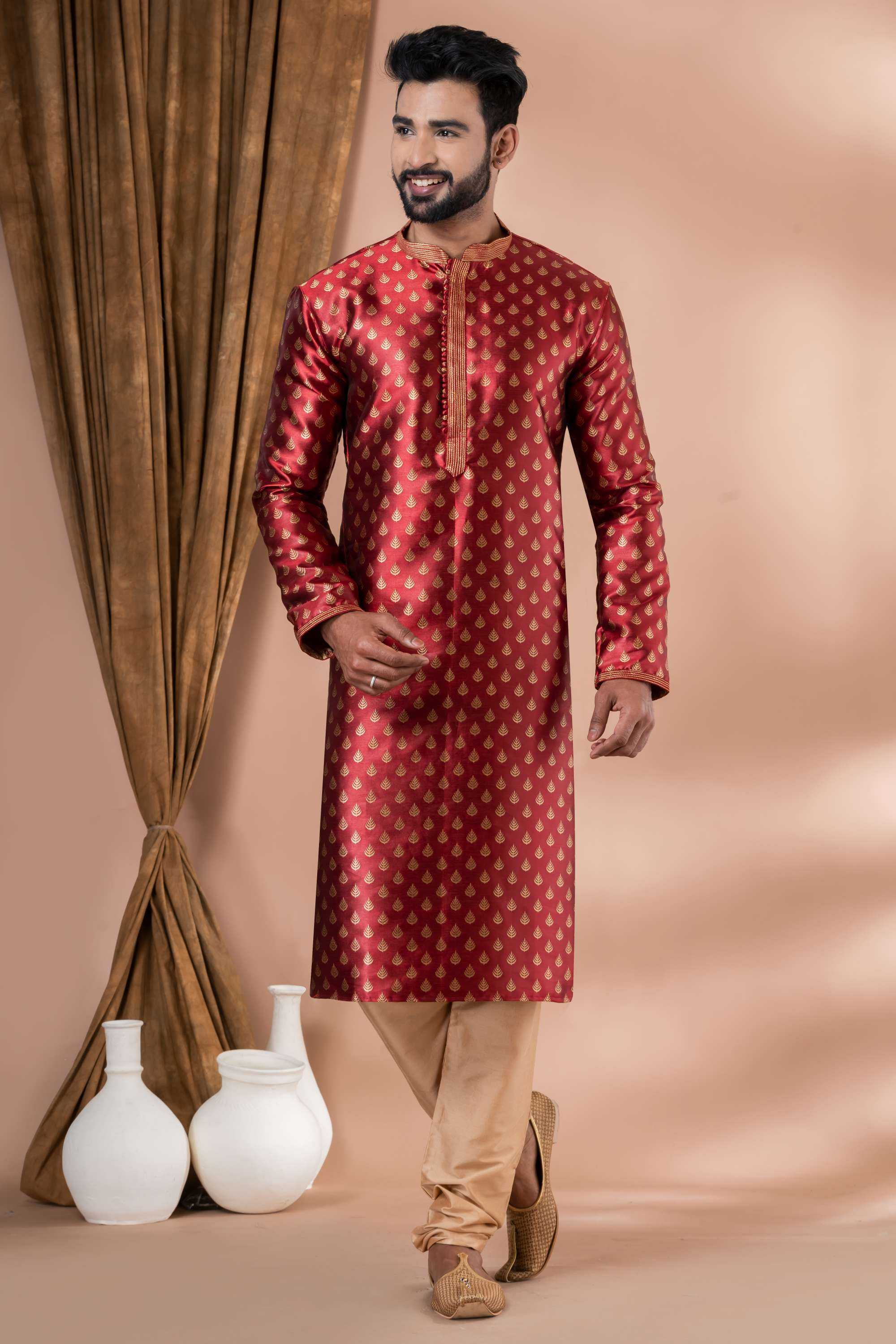 Ynf Jequard Silk RIN223 3421B Mens Wear Wholesale Mens Kurtas Mens Kurta Pyjama Men Wedding kurta Manufacturer