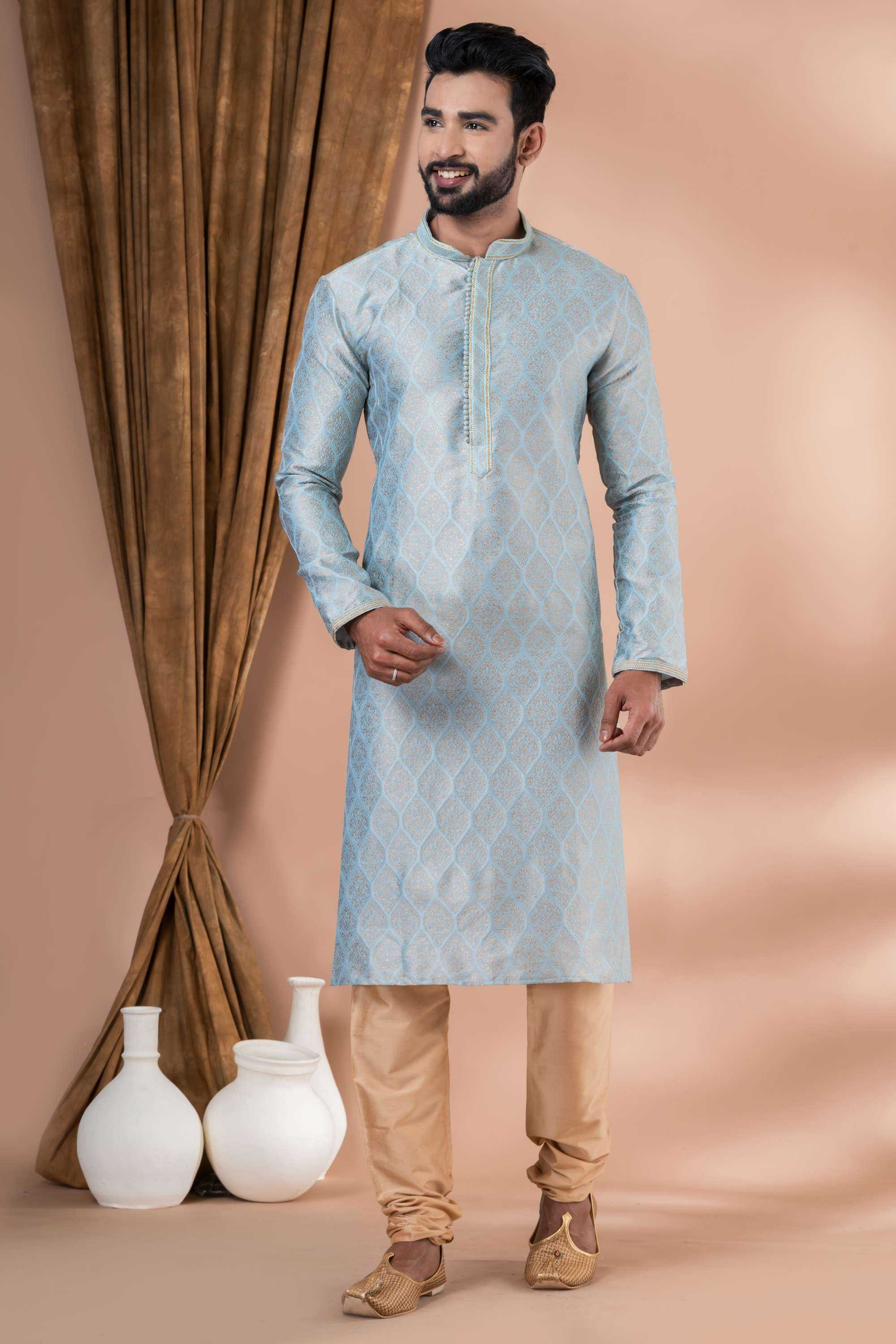 Ynf Jequard Silk RIN223 3424A Mens Wear Wholesale Mens Kurtas Mens Kurta Pyjama Men Wedding kurta Manufacturer