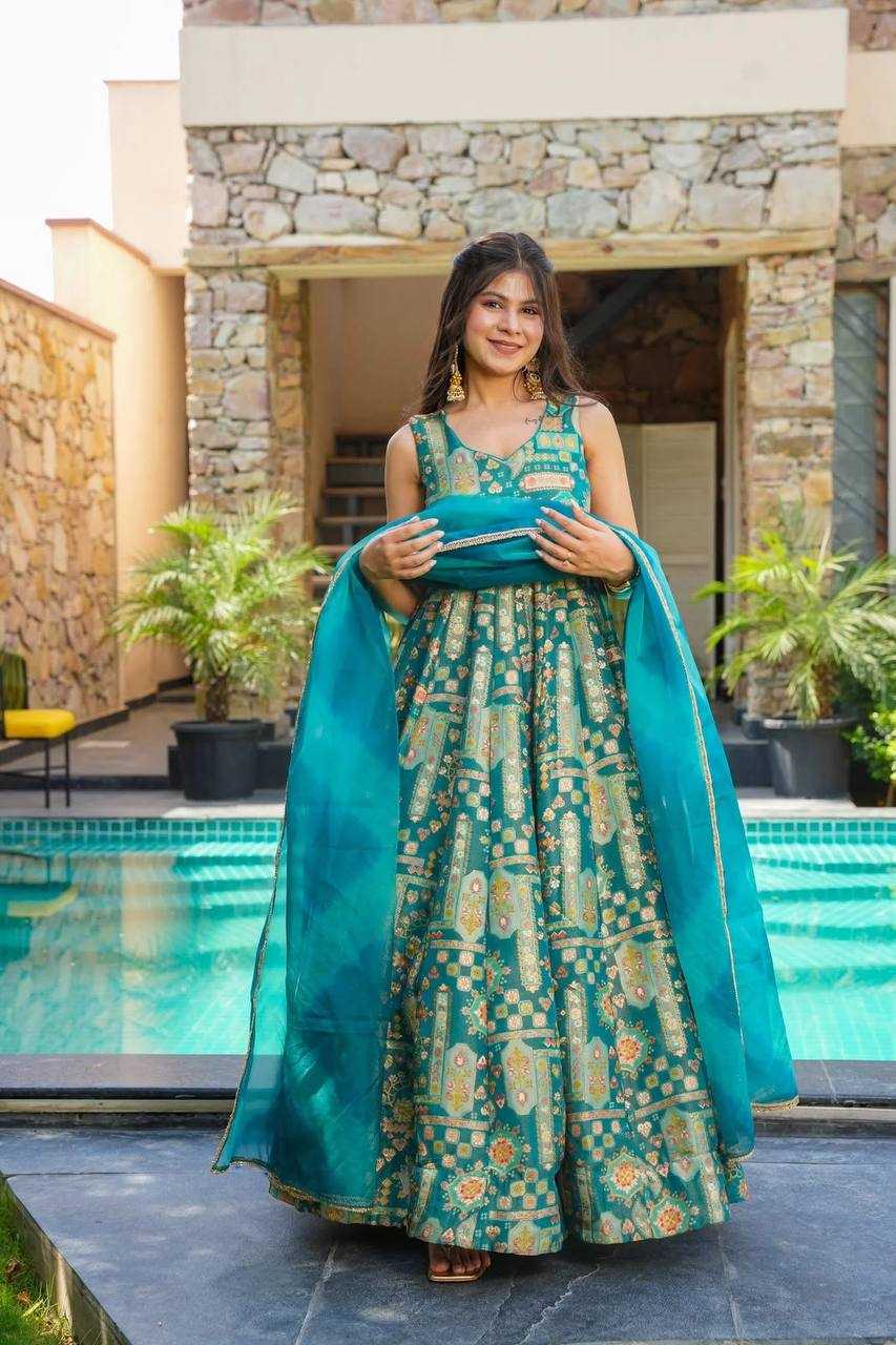 Ynf Jimmy Choo KESH154 302 Gowns Wholesale Printed Gowns Fancy Gowns Anarkali Gown Manufacturer