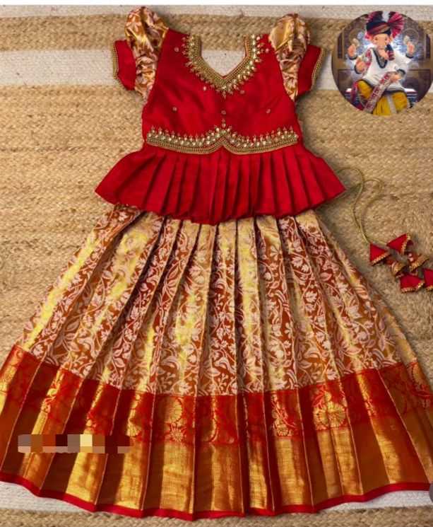 Ynf Kanjivaram Silk KESH493 Micro Kids Wear Wholesale Kids Gown Kids Ethnic Gowns Manufacturer