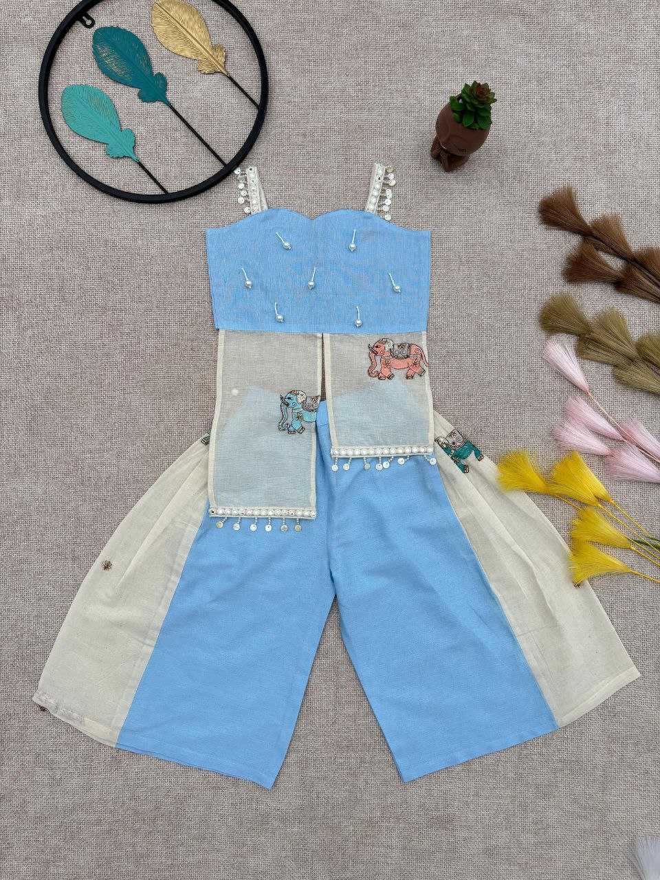 Ynf Khadi RIN107 378 Kids Wear Wholesale Top & Pant Kids Co-ord Set Kids Indo-Western Wear Manufacturer