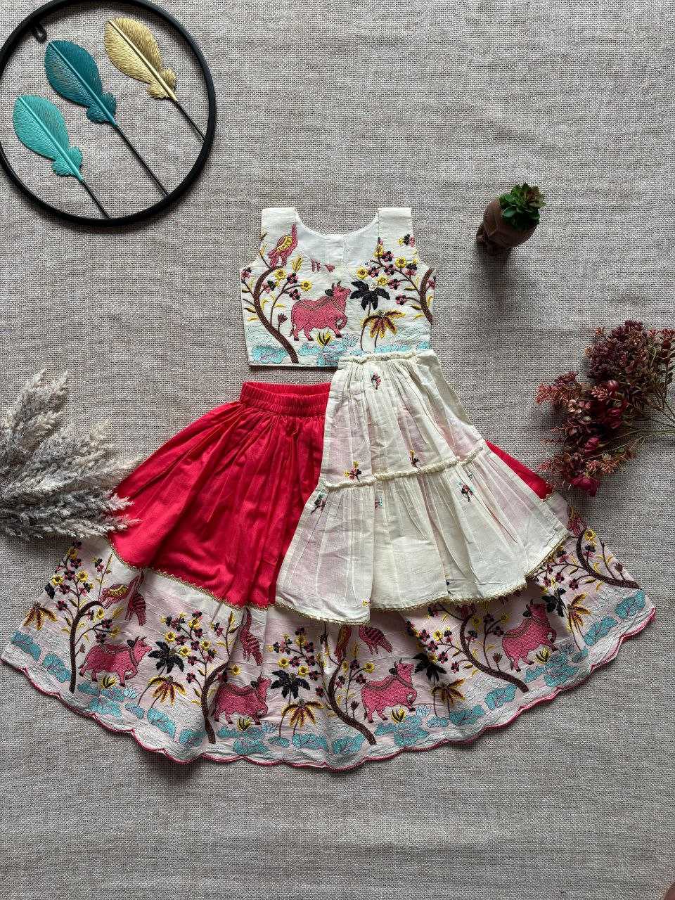 Ynf Khadi RIN107 BORDE Kids Wear Wedding Collections Festive Collections Wholesale Kids Lehenga Choli Kids Festive Wear Kids Navratri Outfits Manufacturer