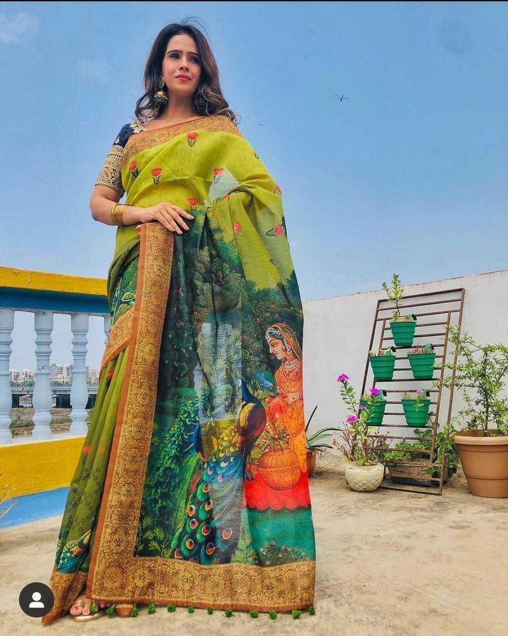 Ynf Linen KESH484 KEYNOTE Sarees Wedding Collections Wholesale Designer Sarees Printed Sarees Kalamkari Sarees Manufacturer