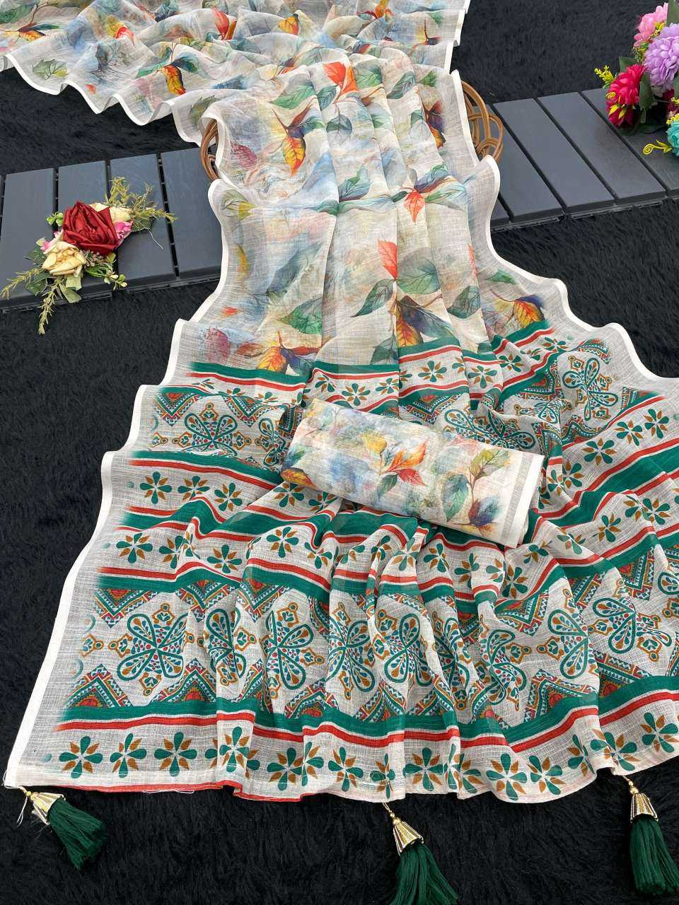 Ynf Linen RIN231 ANSHITA LILEN Sarees Wholesale Designer Sarees Fancy Sarees Cotton Linen Sarees Manufacturer