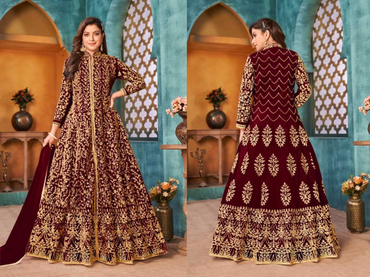 Ynf Net KESH504 3903 Gowns Wedding Collections Festive Collections Wholesale Net Gowns Designer Gowns Sequin Gowns Manufacturer
