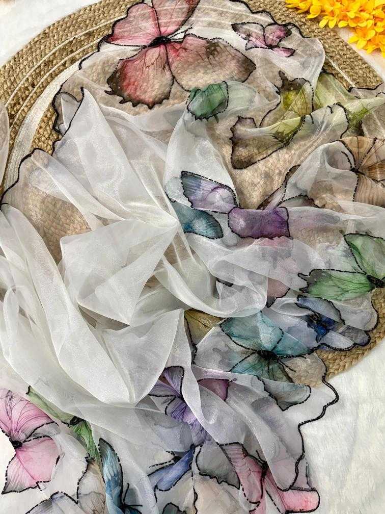 Ynf Organza RIN164 handprint Sarees Wedding Collections Festive Collections Wholesale Printed Sarees White Sarees Onam Collections Manufacturer