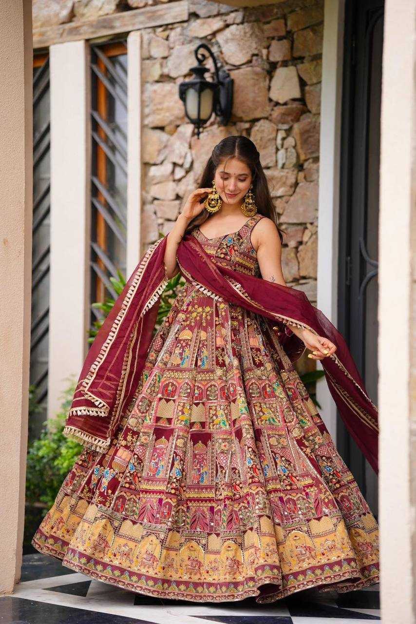 Ynf Organza Silk KESH154 301 Gowns Wedding Collections Festive Collections Wholesale Printed Gowns Gown With Dupatta Sleeveless Gowns Manufacturer