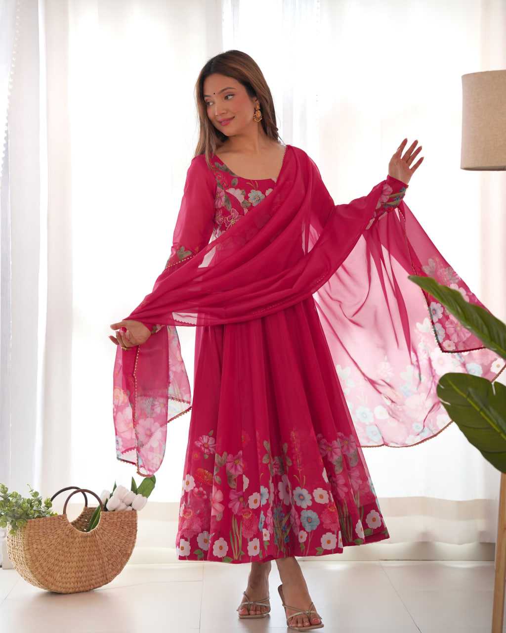 Ynf Organza Silk KESH504 25 Suits & Dresses Wedding Collections Festive Collections Wholesale Printed Suits Ladies Silk Suit Anarkali Suits Manufacturer