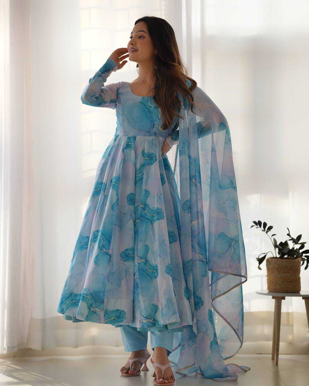 Ynf Organza Silk KESH504 286 Gowns Wedding Collections Festive Collections Wholesale Printed Gowns Anarkali Gown Silk Gowns Manufacturer