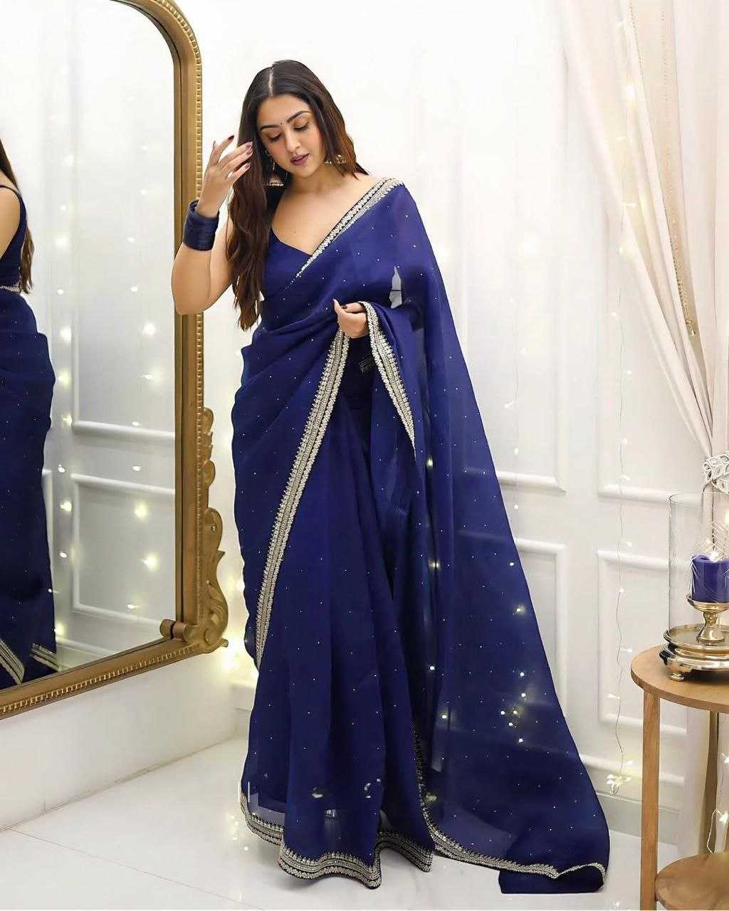 Ynf Organza Silk RIN216 dipika Sarees Wedding Collections Festive Collections Wholesale Organza Sarees Sequins Work Saree Sarees With Blouse Manufacturer