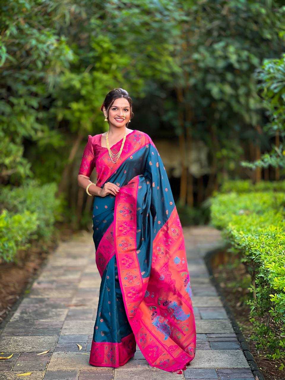 Ynf Paithani Silk KESH515 Kiva Paithani Silk Sarees Wedding Collections Festive Collections Wholesale Paithani Sarees Traditional Silk Sarees Silk Sarees With Blouse Manufacturer
