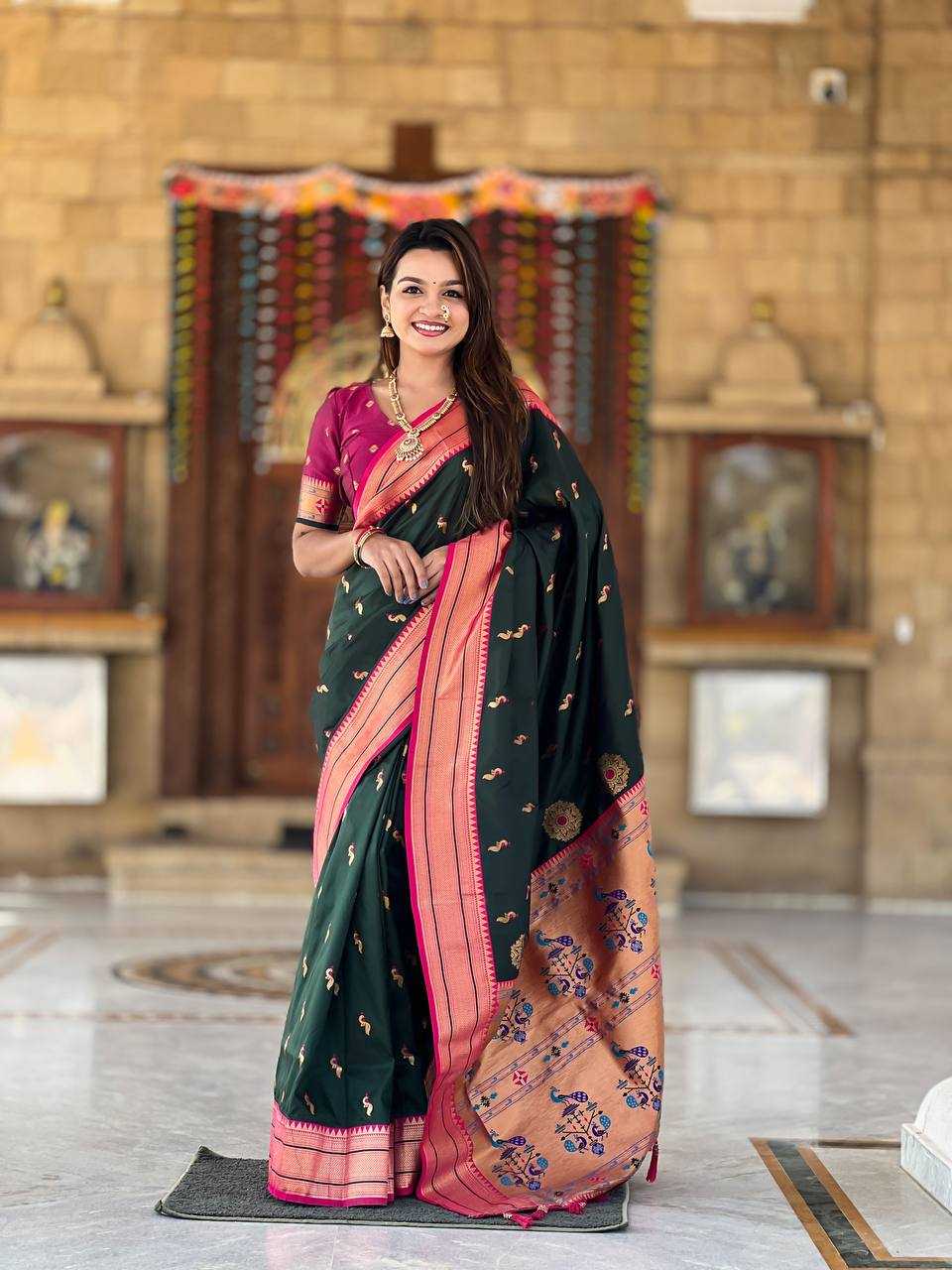 Ynf Paithani Silk KESH515 Peacok Paithani Vol-1 Silk Sarees Wedding Collections Festive Collections Wholesale Paithani Sarees Traditional Silk Sarees Silk Sarees With Blouse Manufacturer